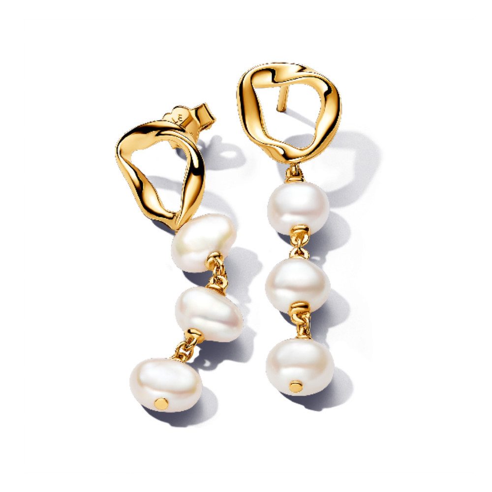 Pandora Paar Ohrstecker 263263C01, Drop Ohrringe Perlen vergoldet