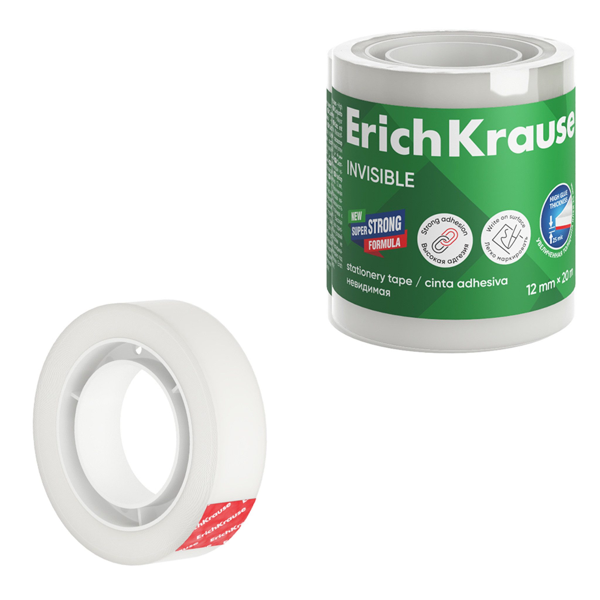 Erich Krause Klebeband Klebeband 12mm klebstark & reißfest 4 Stück à 20m transparent matt