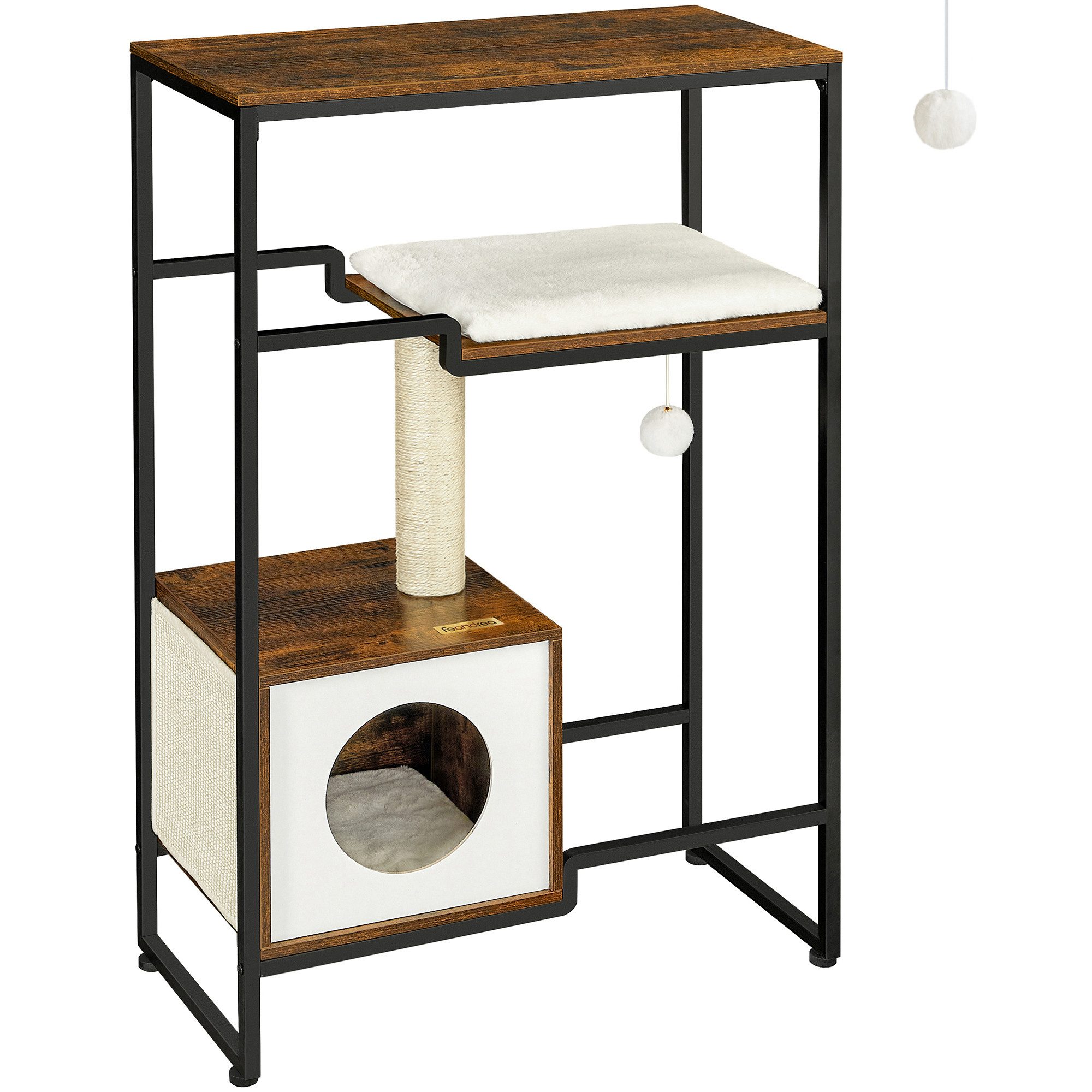 FEANDREA Kratzbaum, Katzenbaum,2-in-1-Möbel,große obere Ablagefläche,Kissen günstig online kaufen