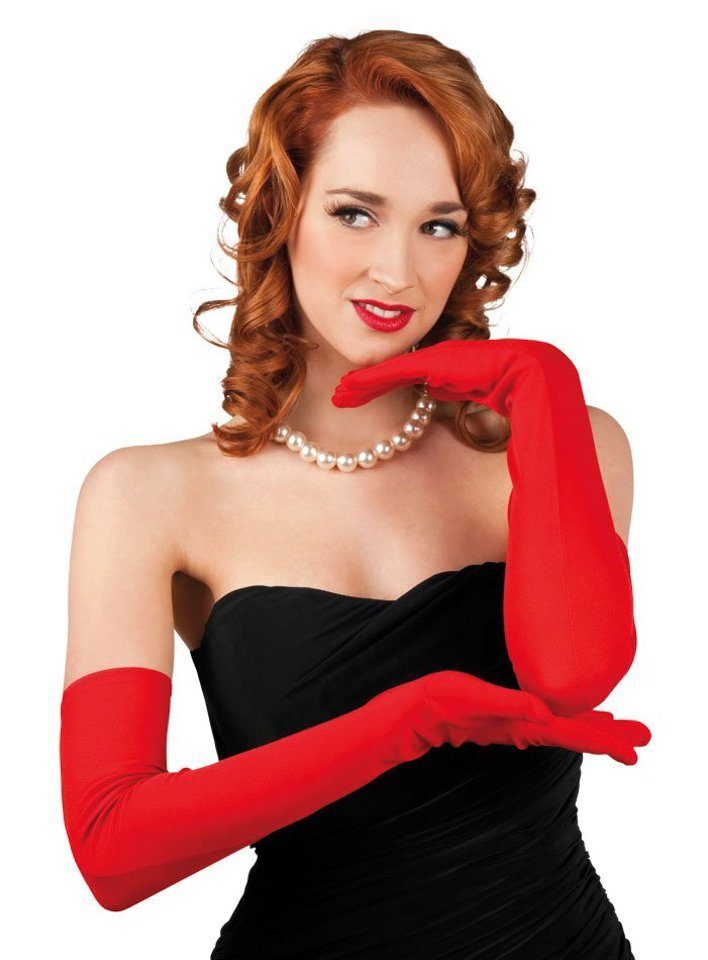 Boland Kostüm Opernhandschuhe rot, Elegante lange rote Handschuhe