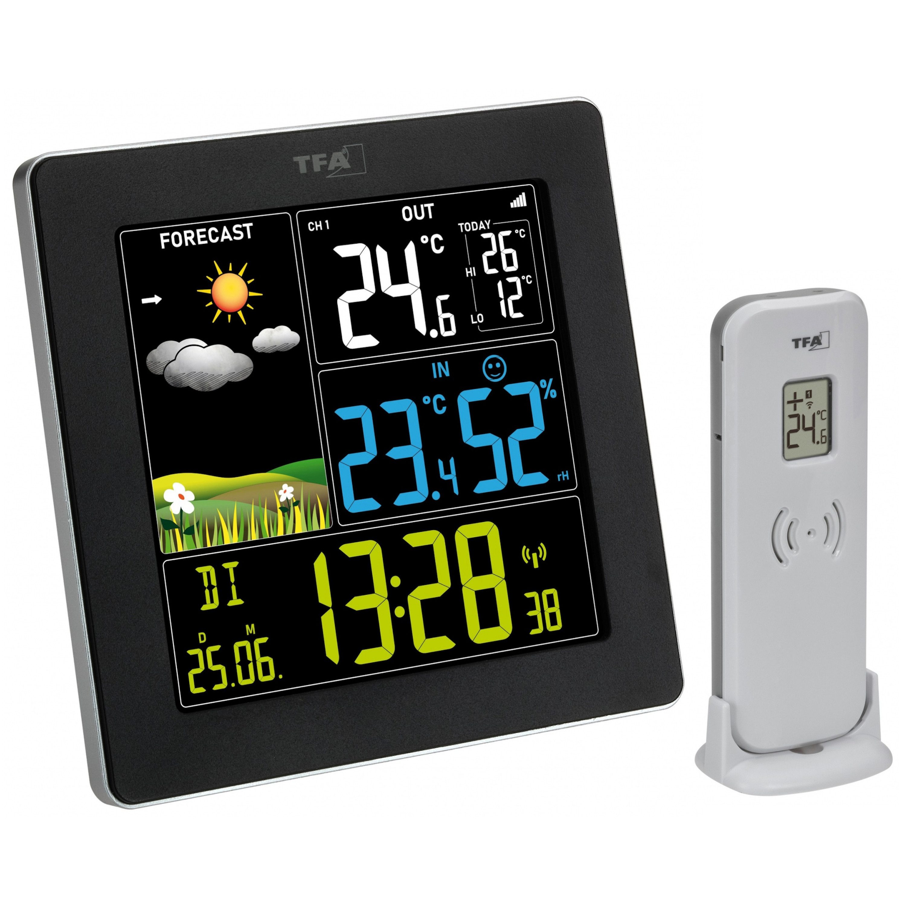 Funkwetterstation TFA 35.1174.01 SUN 2 mit Farbdisplay, Außensender, Funkuhr, Datum