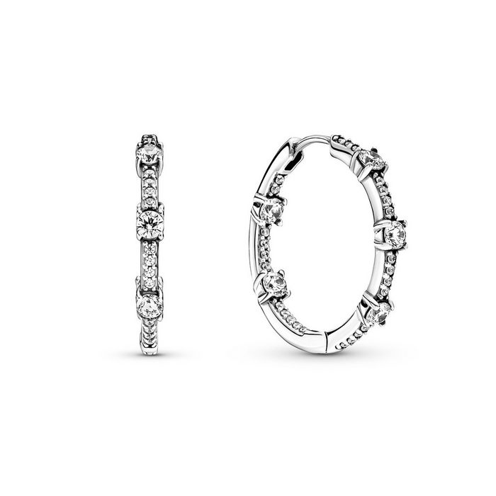 Pandora Ohrring-Set Sterling silver hoop earrings with clear cubic zirconia