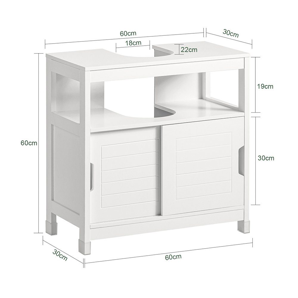 Waschtisch Badschrank SoBuy Fußpolster weiß Badmöbel mit FRG128 Unterschrank Waschbeckenunterschrank