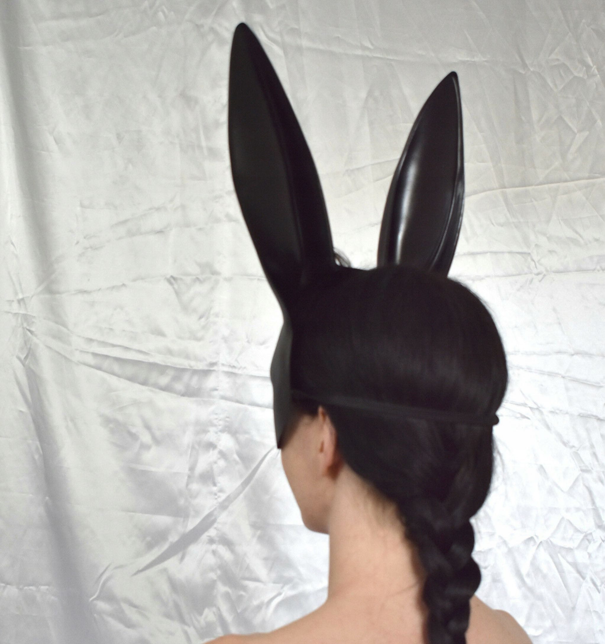 Korbi Kostüm Schwarze Playboy-Kaninchenmaske mit Ohren