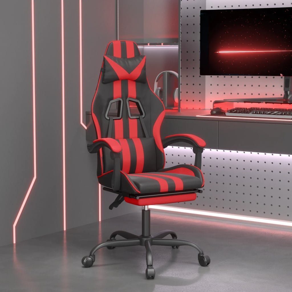 Kunstleder Fußstütze und (1 Rot Schwarz furnicato mit St) Gaming-Stuhl