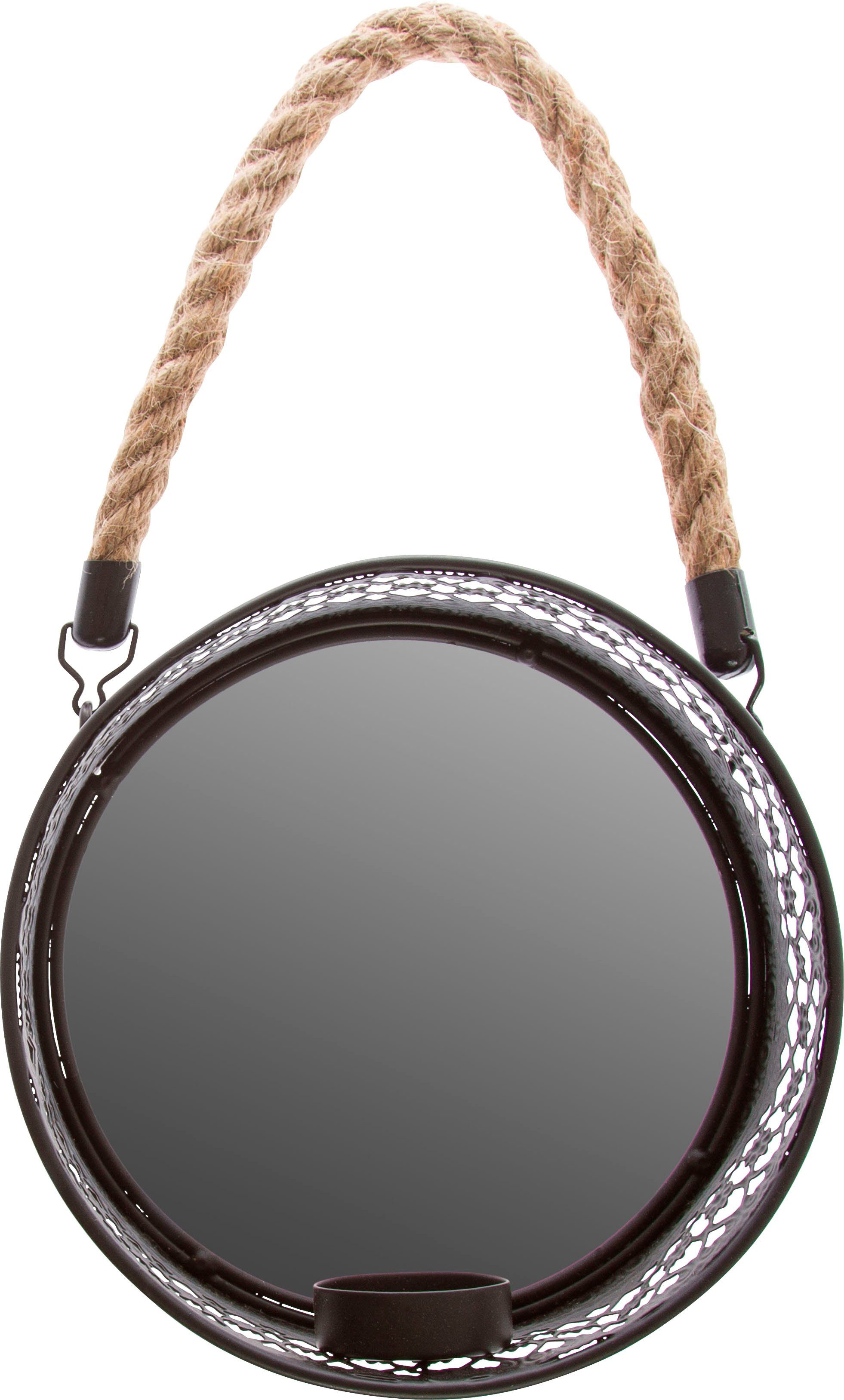 Myflair Möbel & Accessoires Spiegelwandblaker Anandi, schwarz (Set, 2-St), Landhaus, Wanddeko, für Teelichter, rund, Ø 18 cm, aus Metall