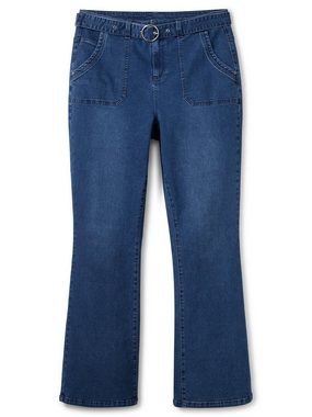 Sheego Bootcut-Jeans Große Größen (Set) mit Stoffgürtel und markanten Taschen
