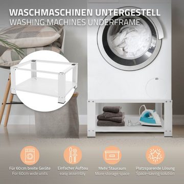 ML-DESIGN Waschmaschinenuntergestell Waschmaschinenznterschrank Waschmaschinensockel Erhöhung Unterbau, Stahl Weiß mit Ablage 63x54cm bis 150kg Stabil 32cm hohes Podest