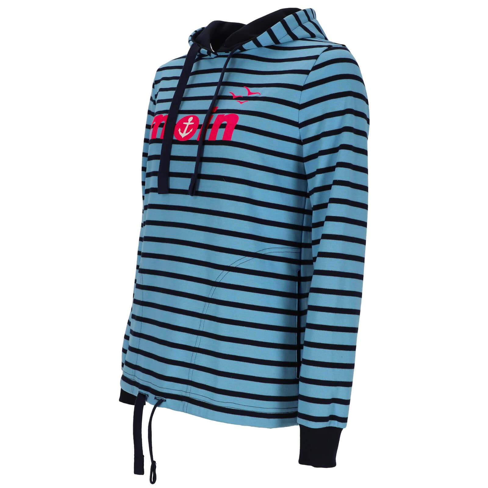 modAS Kapuzenshirt 29025 Damen Langarm-Shirt Moin-Print mit Streifen - Shir günstig online kaufen