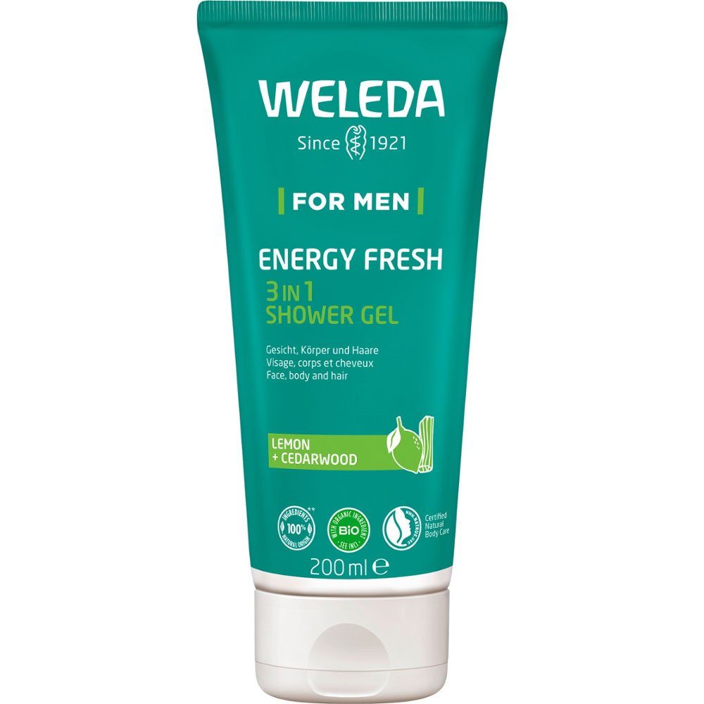 WELEDA Gesichtsgel For Men Energy Fresh in Shower Gel, 200 ml