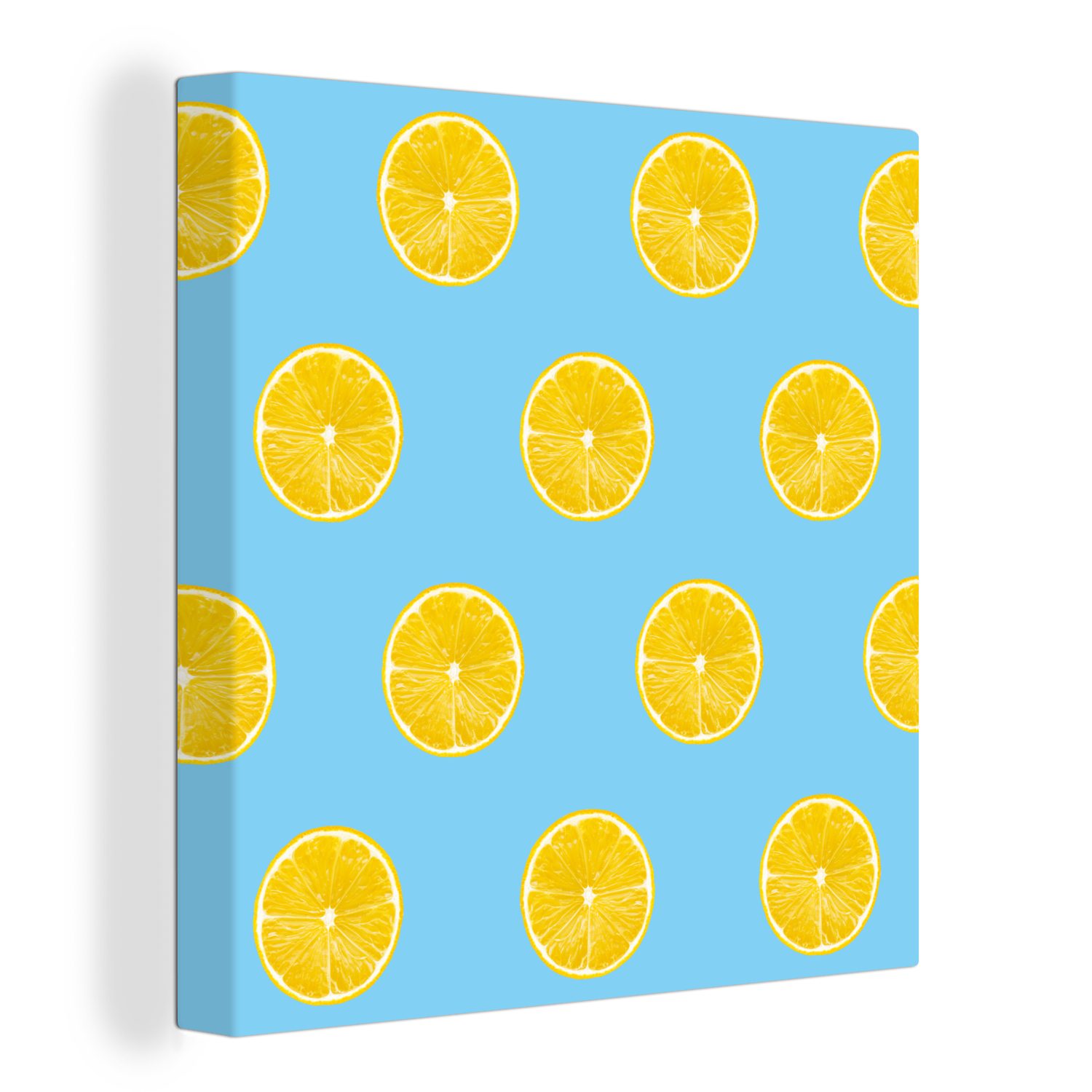 OneMillionCanvasses® Leinwandbild Zitrone - Muster - Obst, (1 St), Leinwand Bilder für Wohnzimmer Schlafzimmer