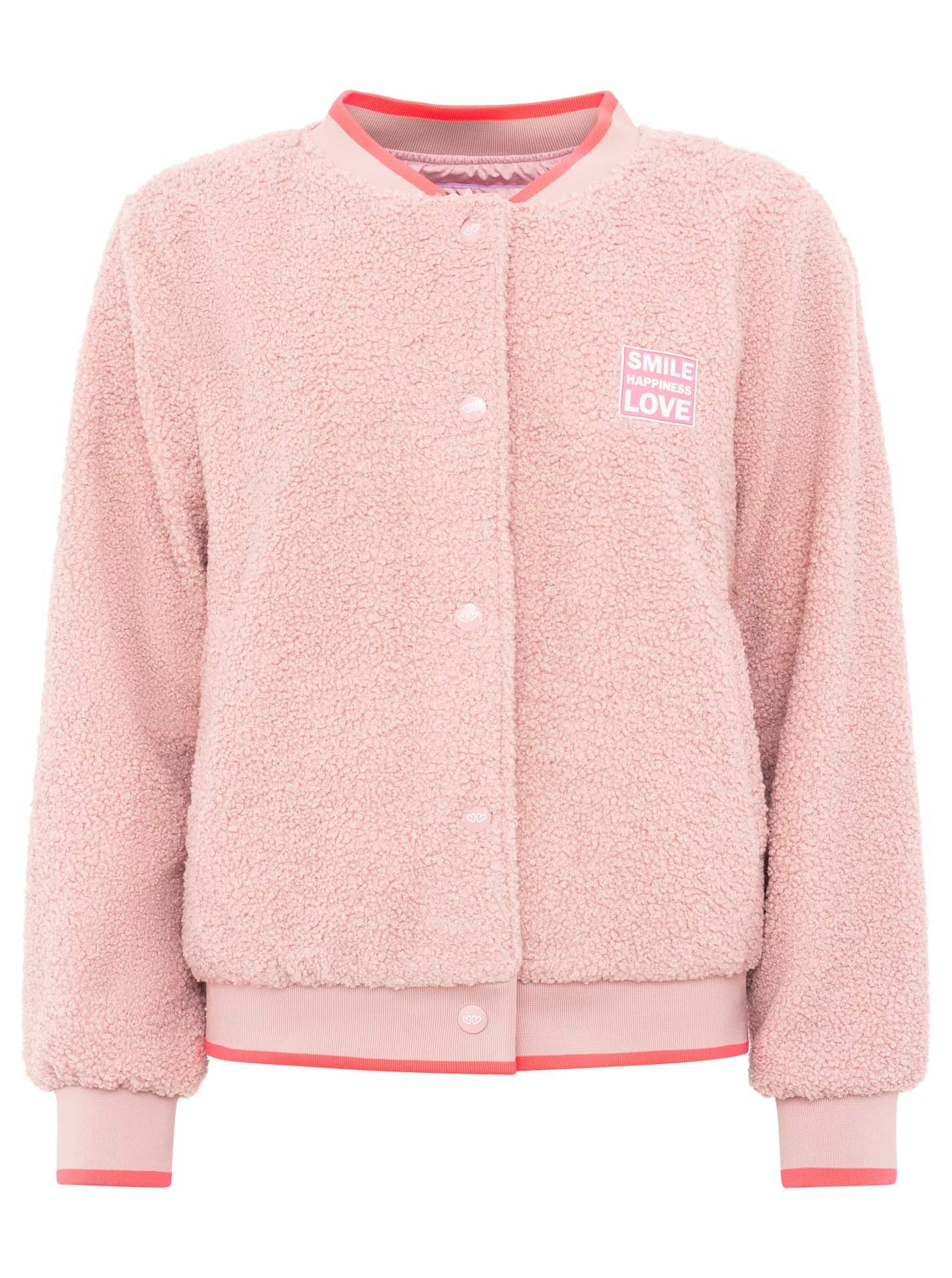 Zwillingsherz Bomberjacke Teddy Bomberjacke "Smile / Good Vibes" Seitliche günstig online kaufen