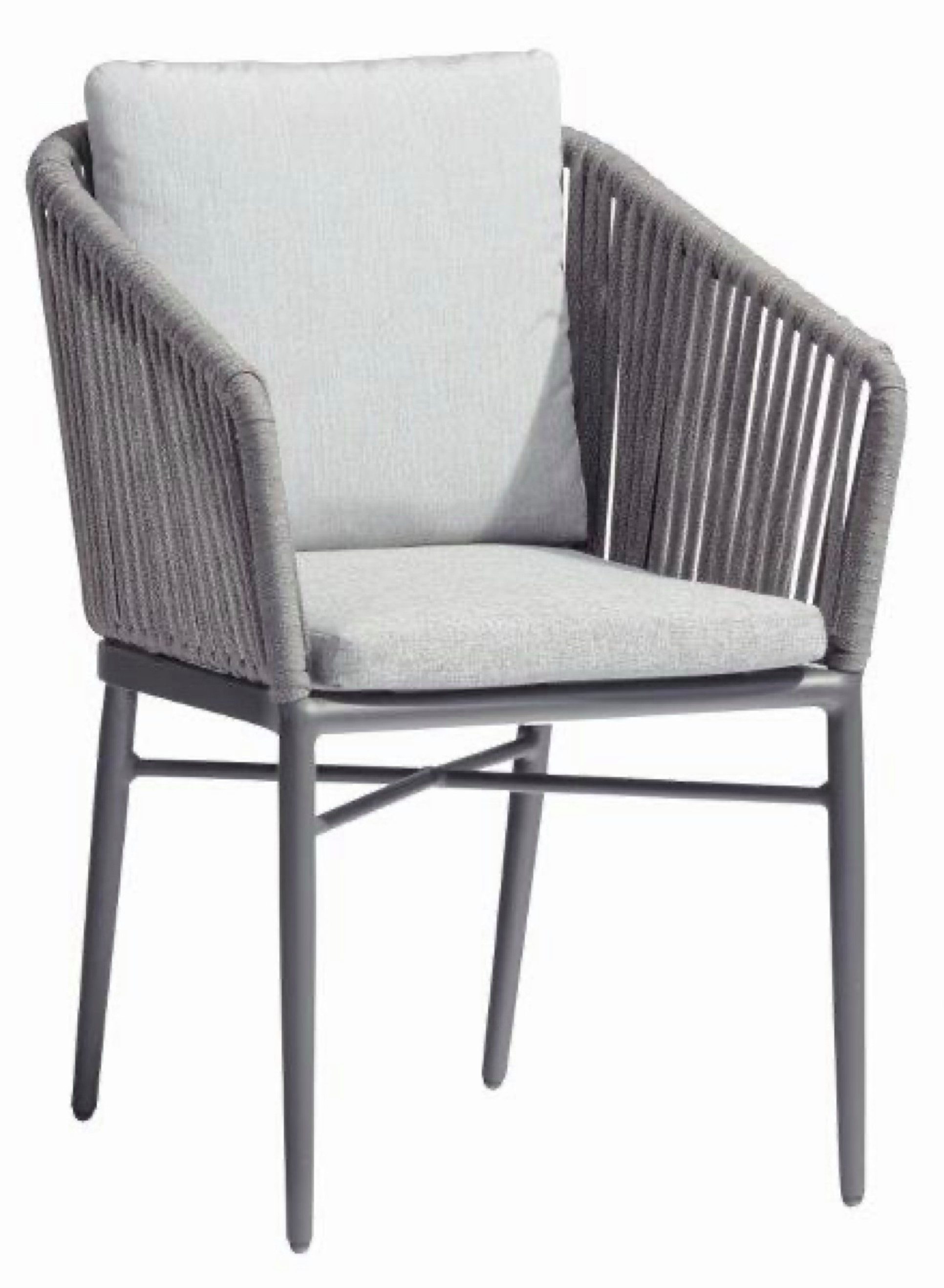 acamp Gartenstuhl Stapelstuhl 6er Set mit Sitzkissen & Rückenpolster Manhattan grau (Gartenmöbel Set), Stuhl, Loungestuhl, Stapelsessel, 81x61x61 cm