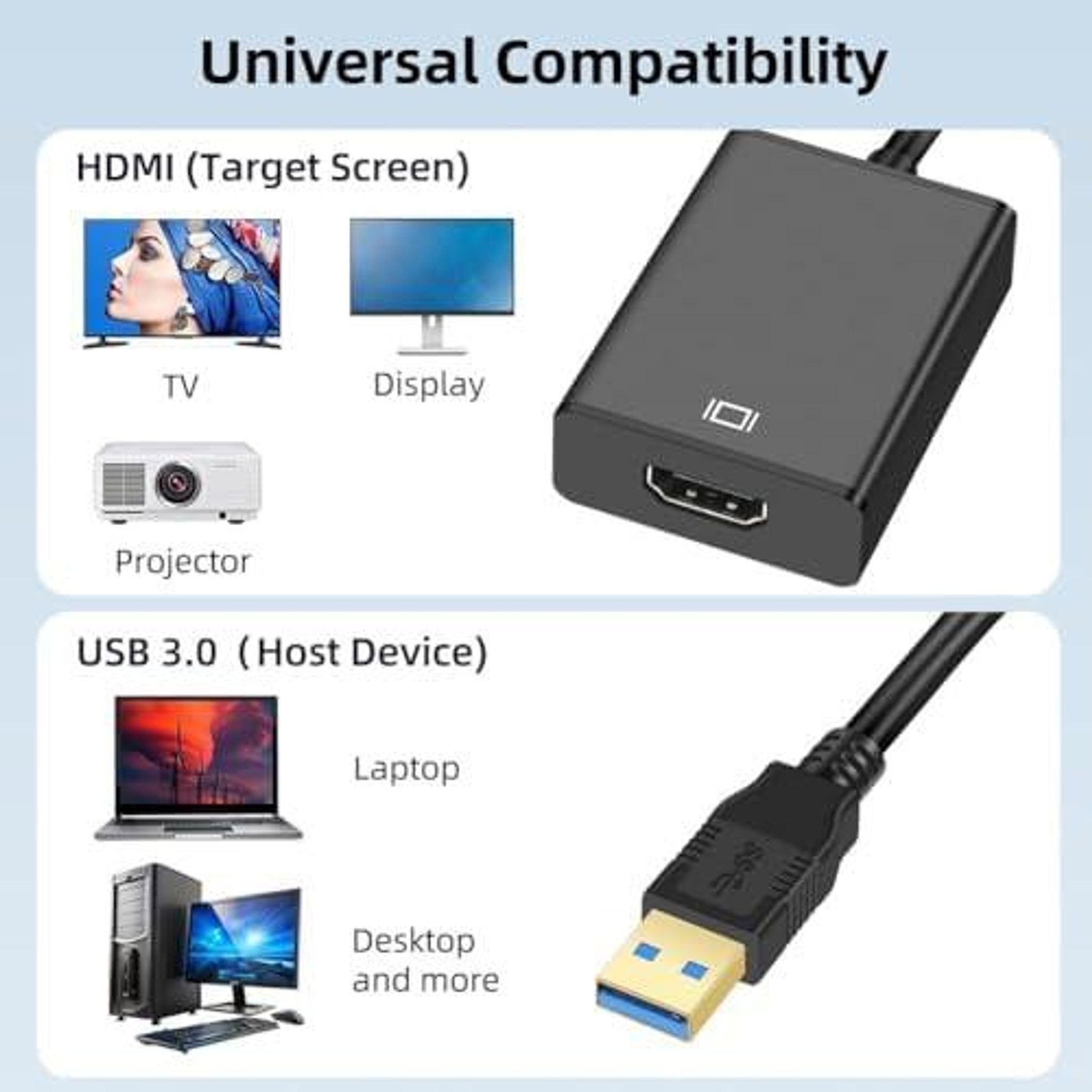 FELIXLEO USB 3.0 zu HDMI Grafikadapter bietet stabile 1080P Videoauflösung USB-Kabel – Bild 3 von 5