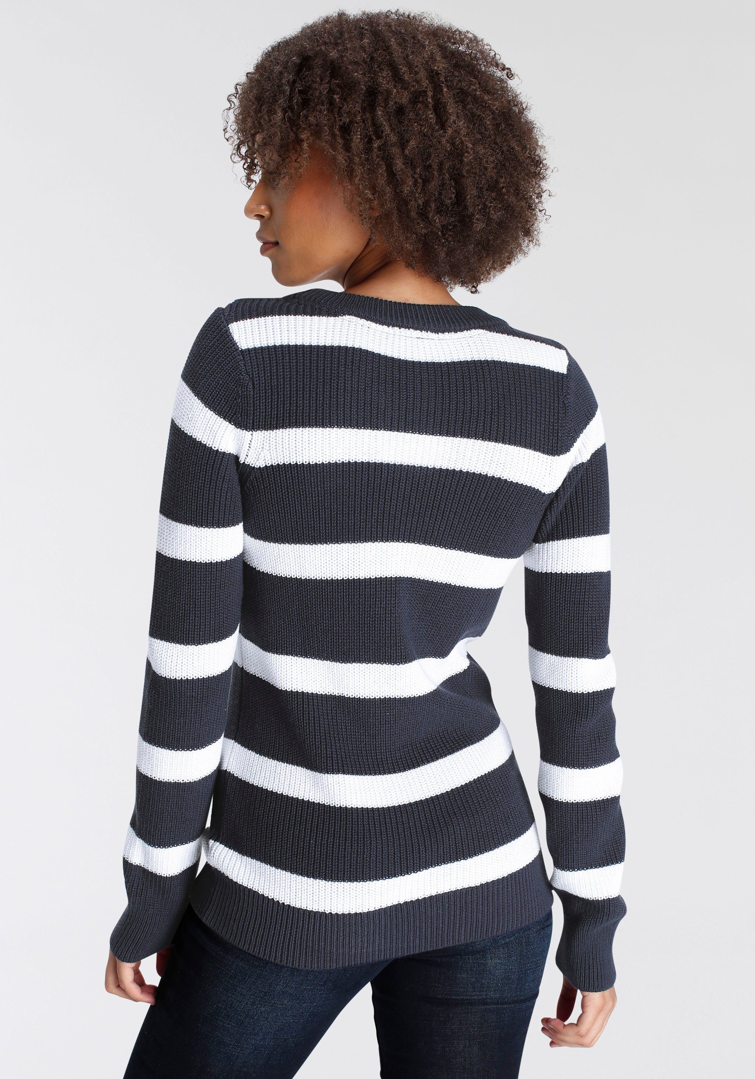 Arizona Rundhalspullover aus Grobstrick im Streifendesign