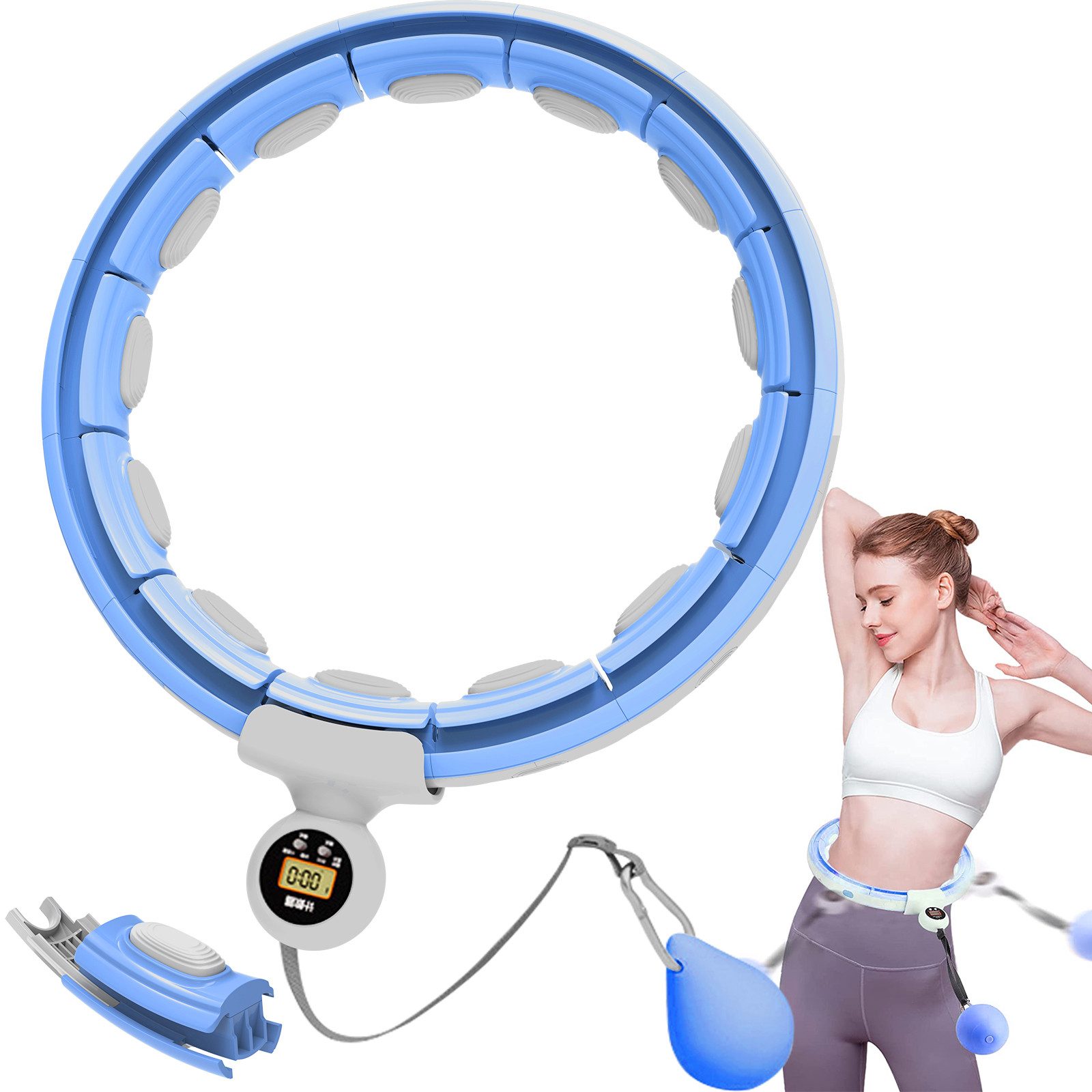 Comfy Mate Hula-Hoop-Reifen Intelligenter Hula Hoop Reifen,mit 16 Segments, Umdrehungen/Zeit/Kalorien