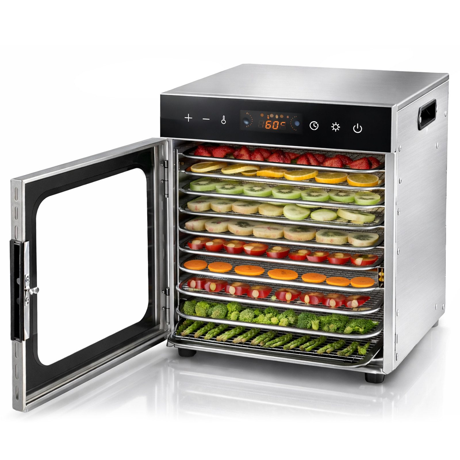 Youyijia Dehydrator Dörrautomat Edelstahl mit 8 Edelstahlgitter