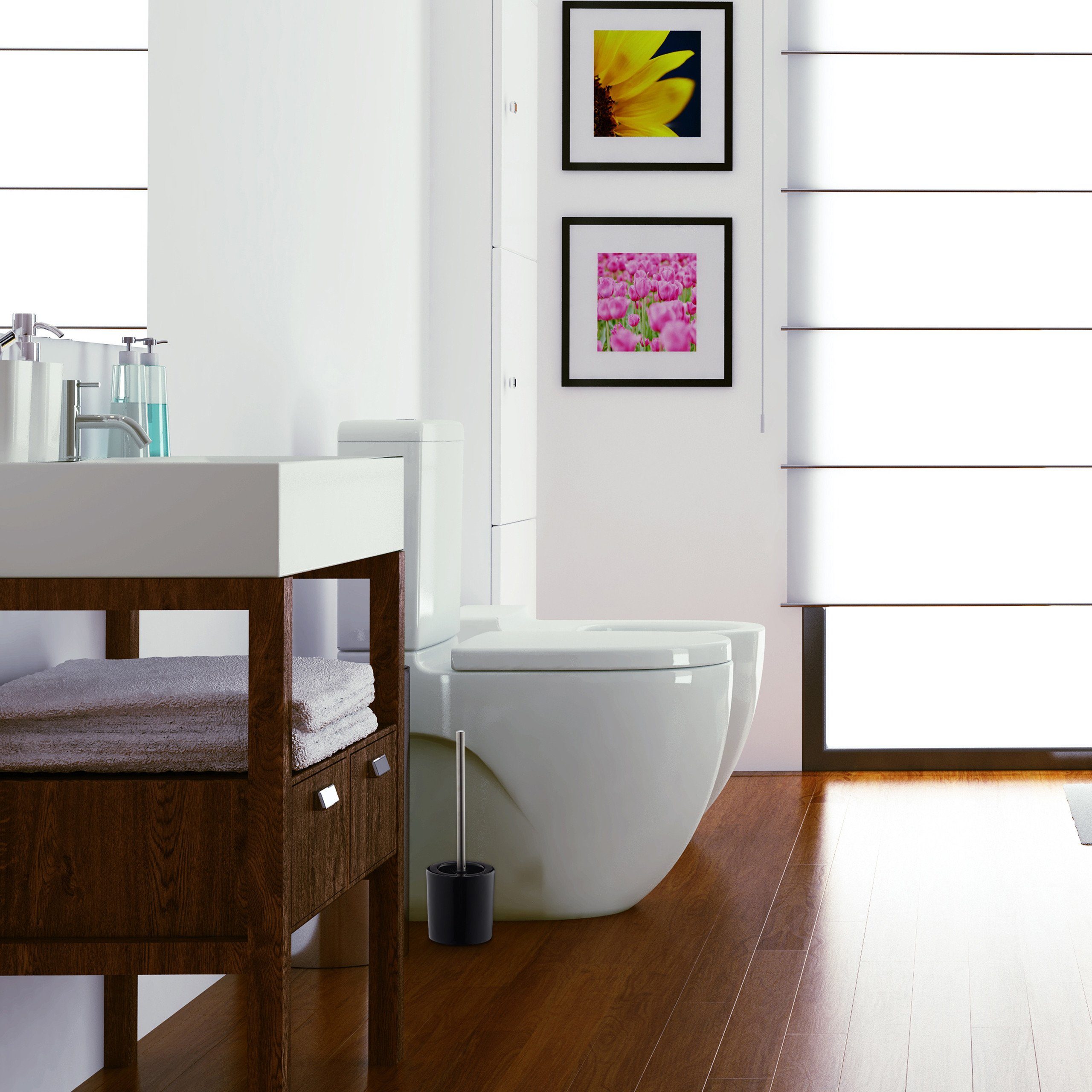 relaxdays Badezimmer-Set WC Garnitur Keramik, Schwarz günstig online kaufen