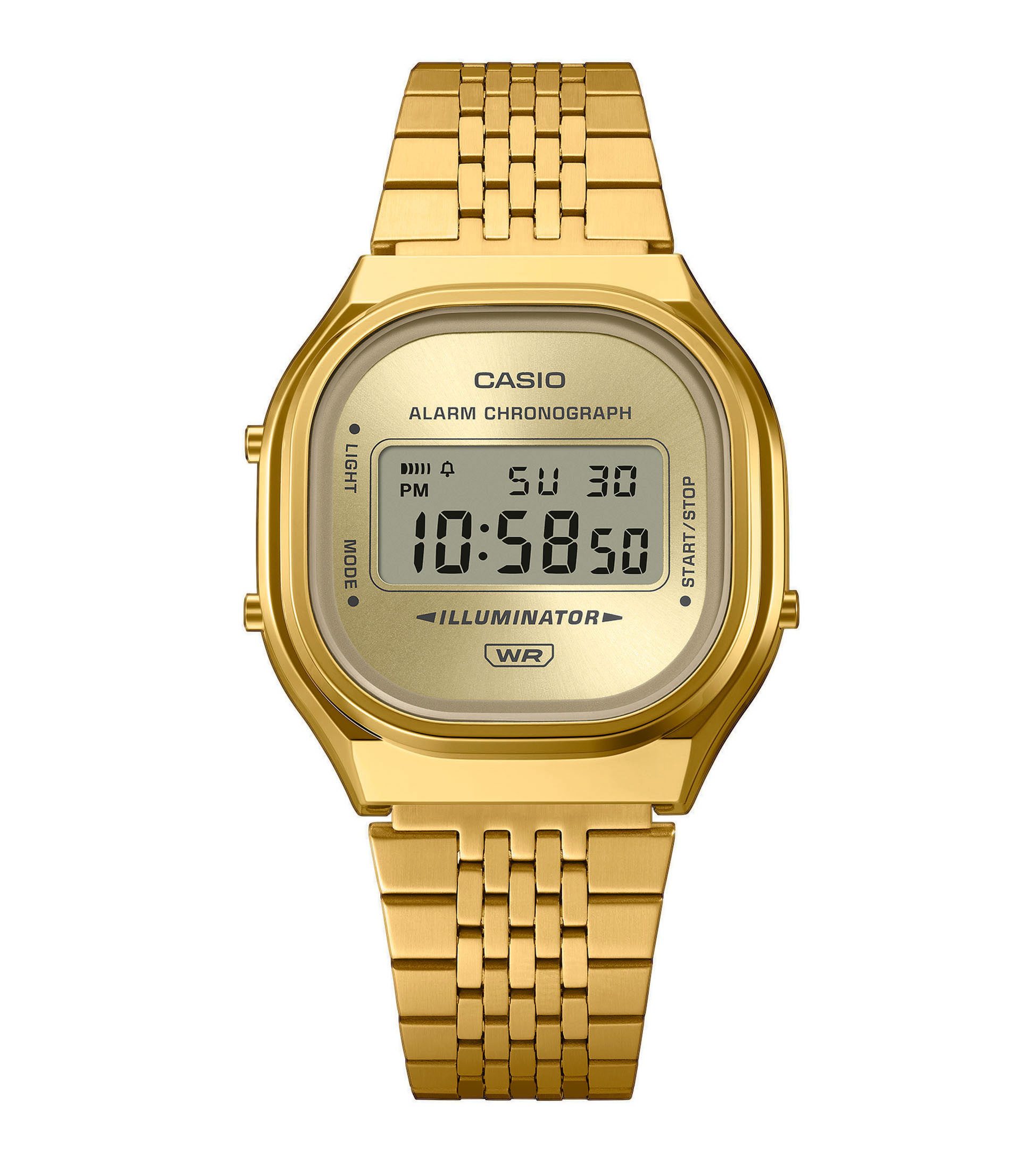 CASIO VINTAGE Chronograph A140WEG-9AEF, Quarzuhr, Armbanduhr, Damenuhr, Herrenuhr, Edelstahlarmband, digital