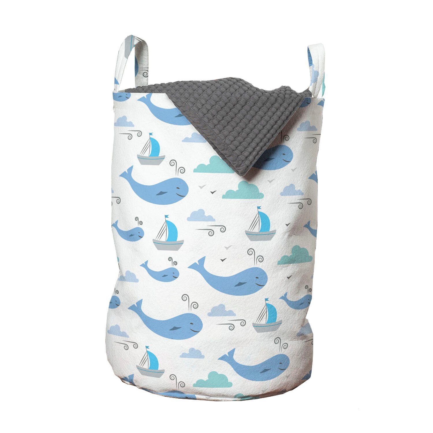 Abakuhaus Wäschesäckchen Wäschekorb mit Griffen Kordelzugverschluss für Waschsalons, Wal Marine Life Themed Entwurf