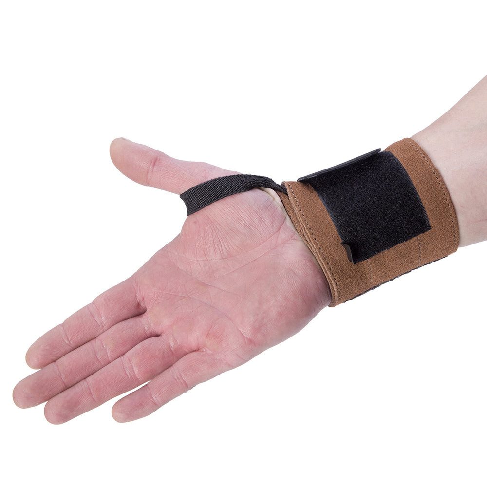 HMS Handgelenkbandage Lederbandage Handgelenkstütze Kraftsport (Spar-Set, 2-tlg., 60 x 8 cm robust), Rindsleder, Daumenschlaufe, Klettverschluss, 2er-Set