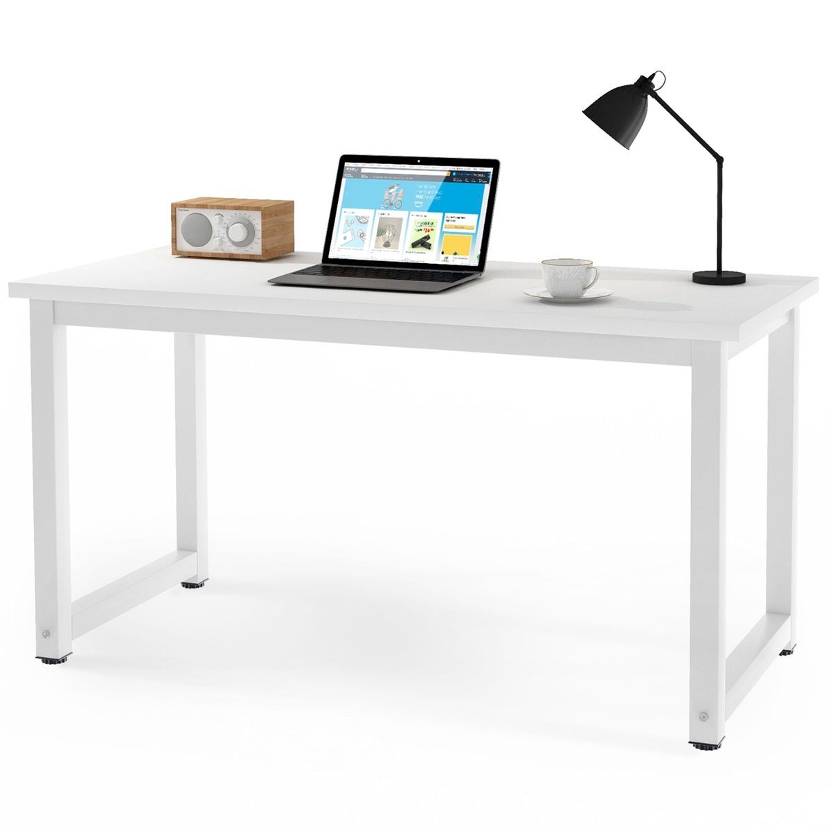 Weiß Metallgestell,fürs Computertisch, Schreibtisch, Rutaqian großer Office Arbeitstisch stabiles
