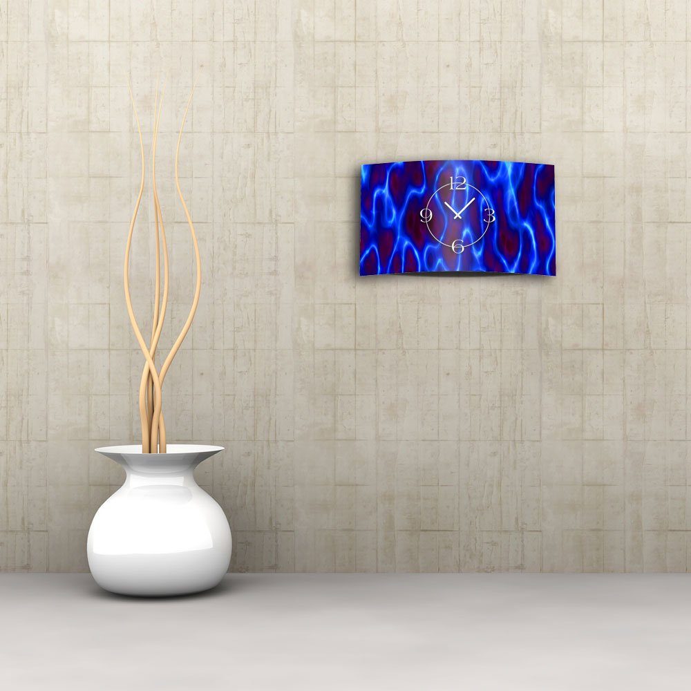 Wanduhren lila Design Wanduhr Designer (Einzigartige blau leise modernes Alu-Dibond) 3D-Optik dixtime Wanduhr Abstrakt aus 4mm