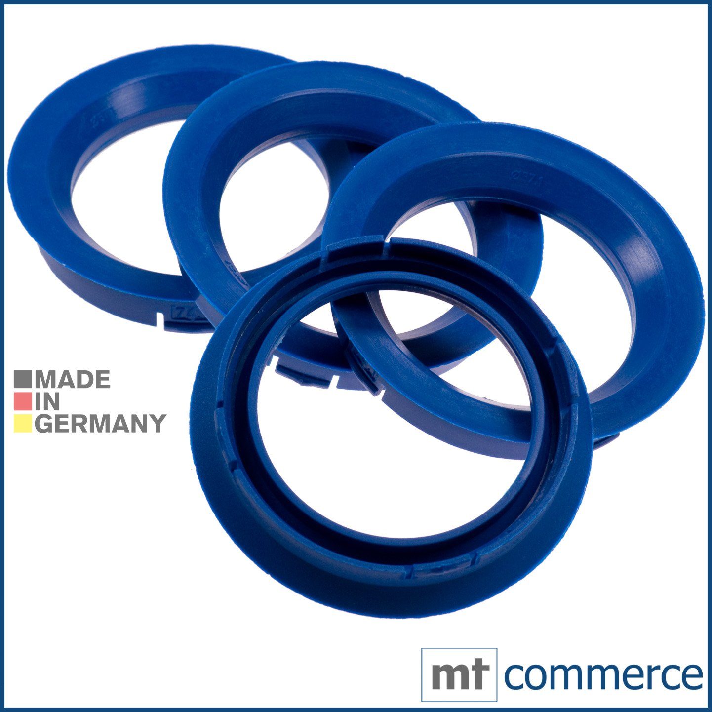 BRANDT AUTOMOTIVE Reifenstift 4X Zentrierringe blau Felgen Ringe Made in Germany, Maße: 74,1 x 57,1 mm