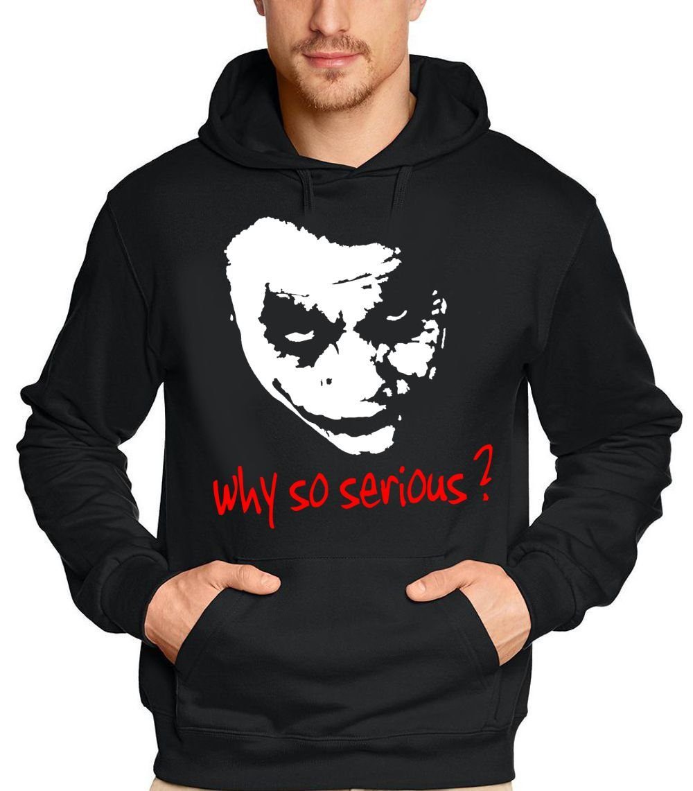 coole-fun-t-shirts Hoodie Why so serious ? Joker Hoodie Sweatshirt mit Kapuze Jungen + Mädchen mit Kanguruhtasche