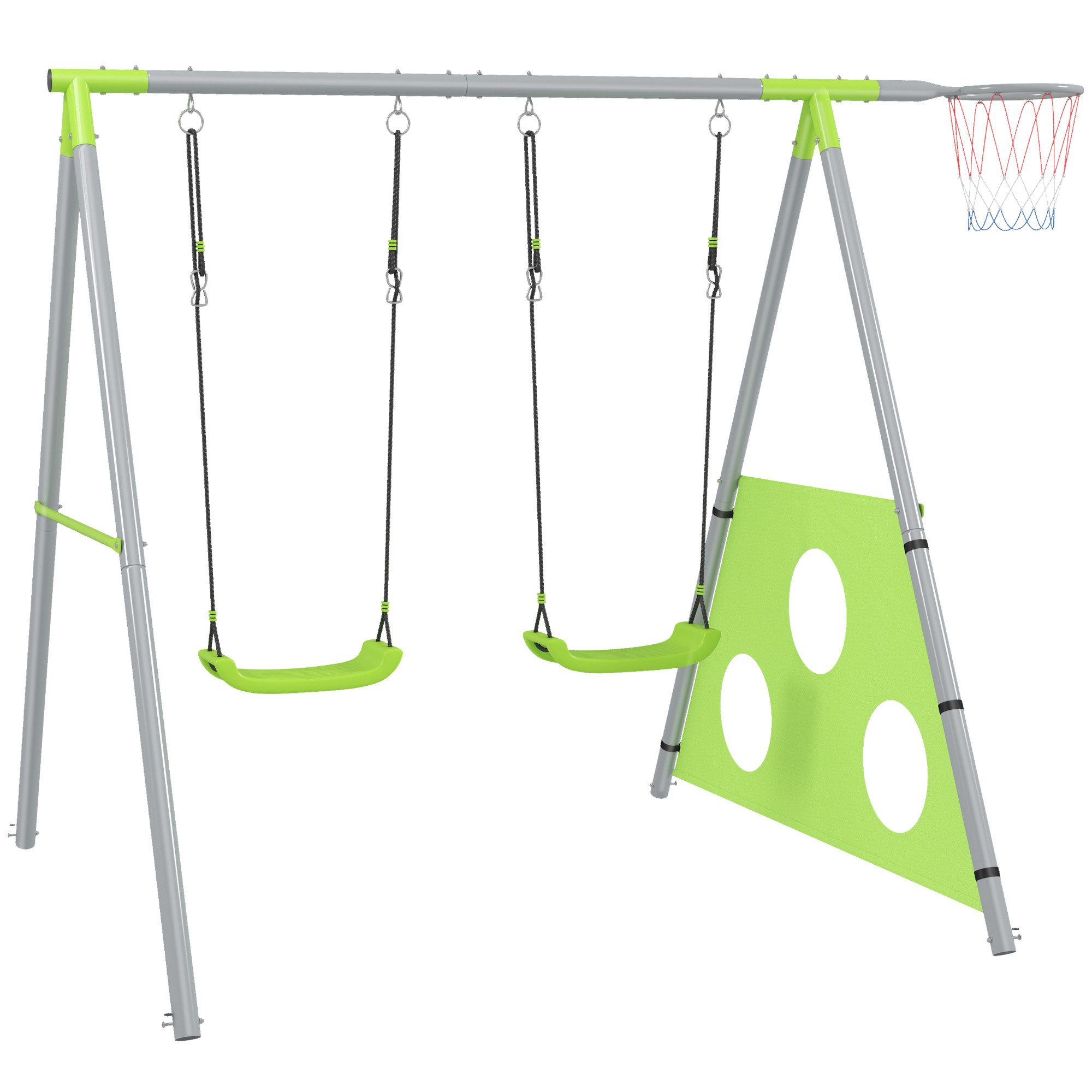 AIYAPLAY Schaukelgestell 3 in 1 mit Schaukel, Basketballkorb, Fußballtor, ( günstig online kaufen