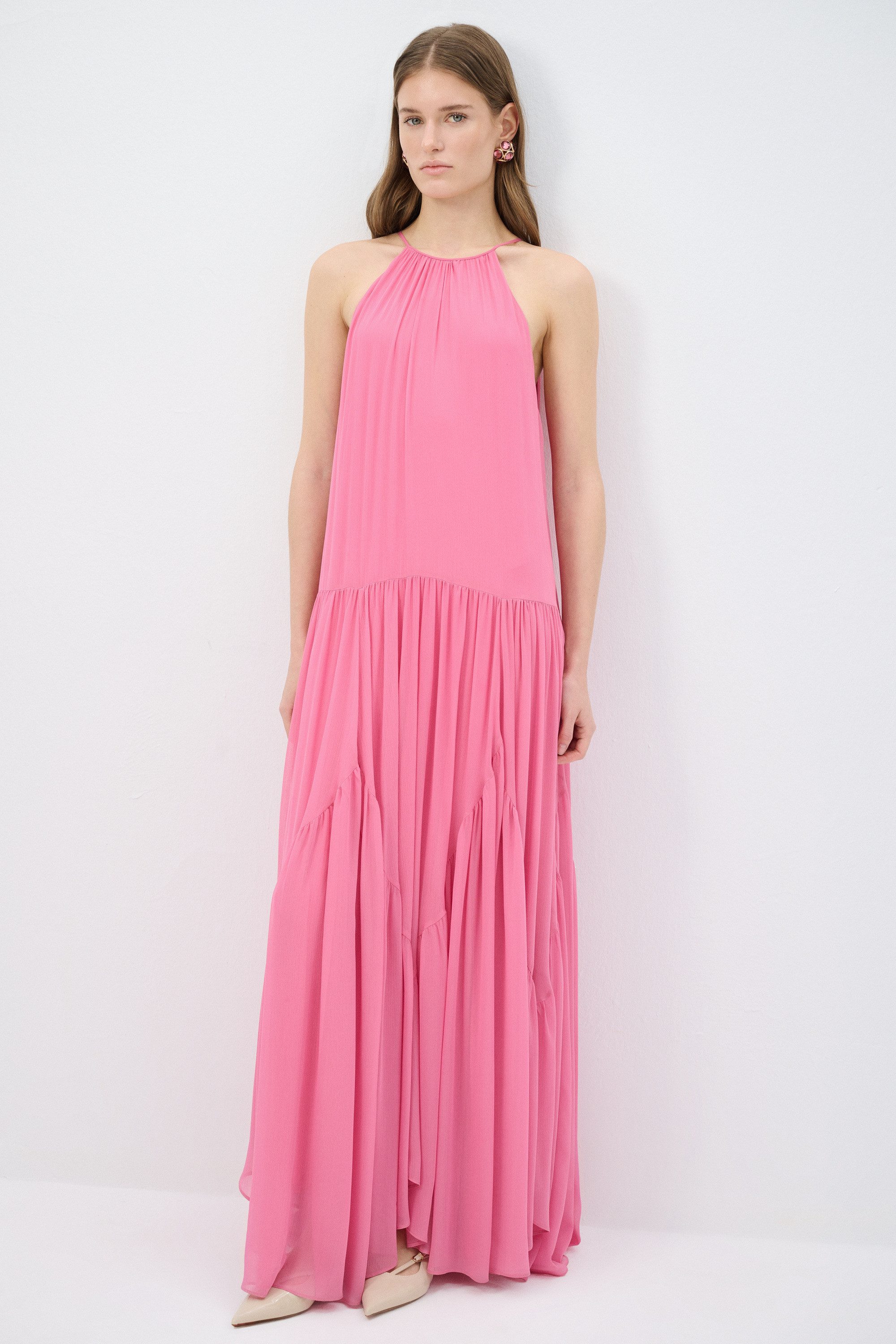 adL Maxikleid Plissiertes Neckholder-Maxikleid