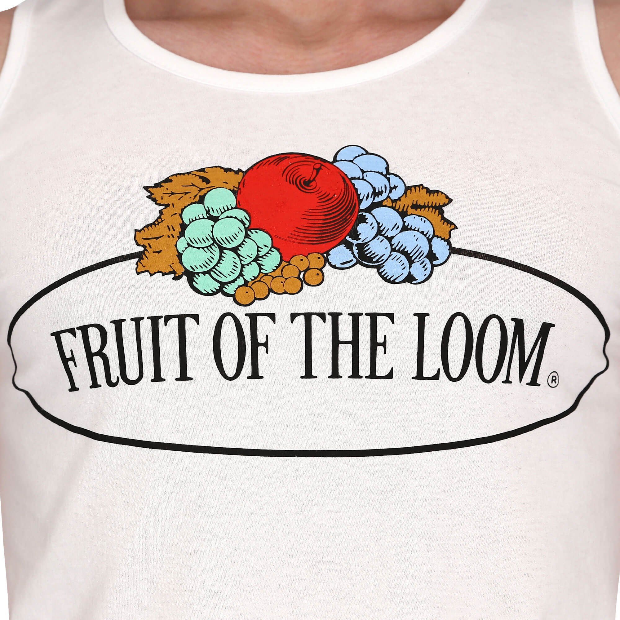 Fruit of T-Shirt Vintage-Logo Rundhalsshirt √§rmelloses the weiß Loom mit