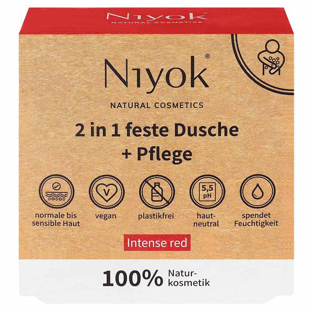 Niyok Duschgel 2 in 1 feste Dusche & Pflege Intense Red, 80 g