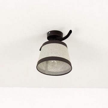 Licht-Erlebnisse Deckenleuchte NIKI, ohne Leuchtmittel, Deckenlampe E27 Creme Braun Stoffschirm Rustikal