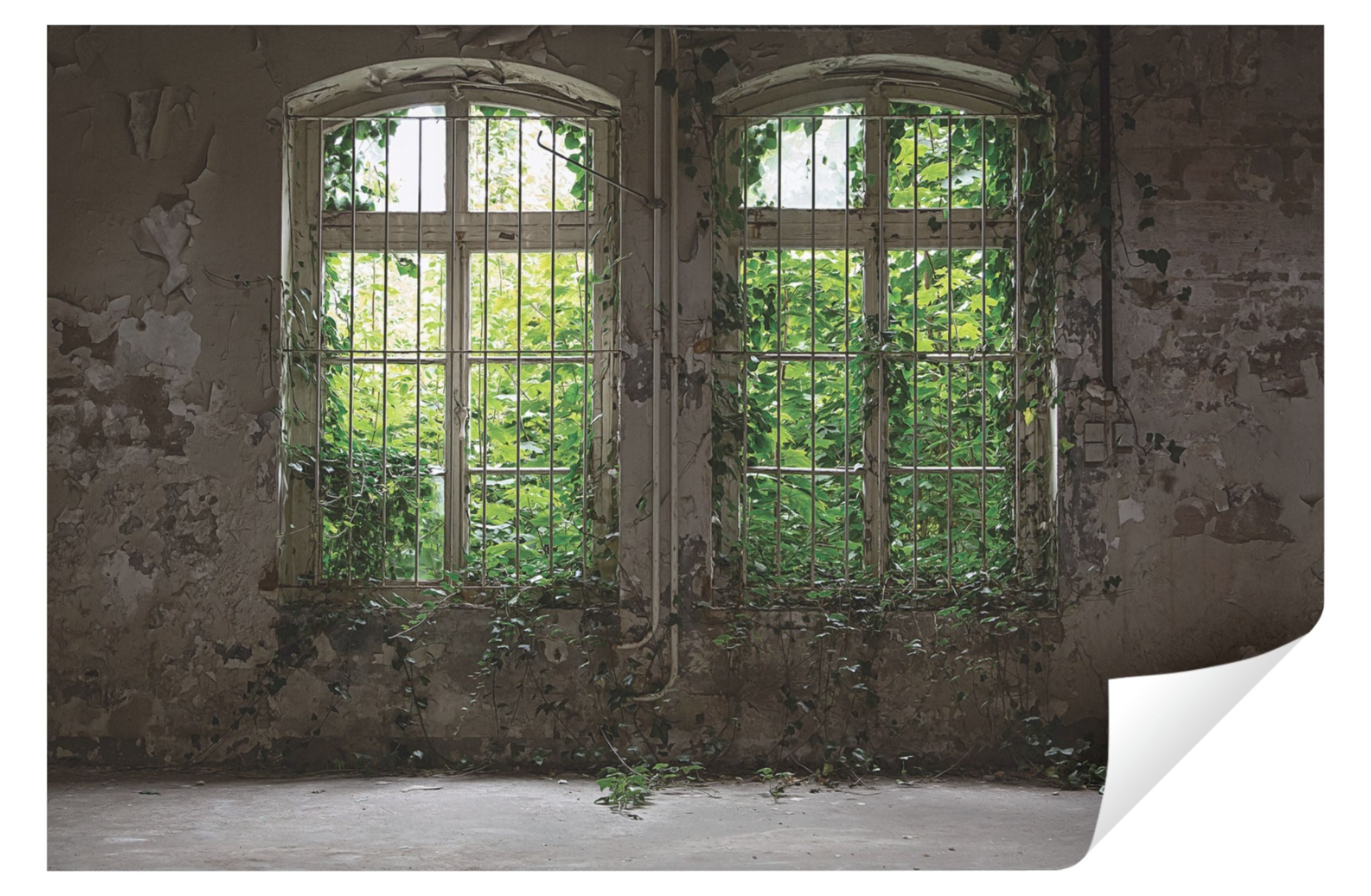 Wallarena Fototapete Fenster Pflanzen Loft Wald Natur Vlies Tapete Wohnzimm günstig online kaufen