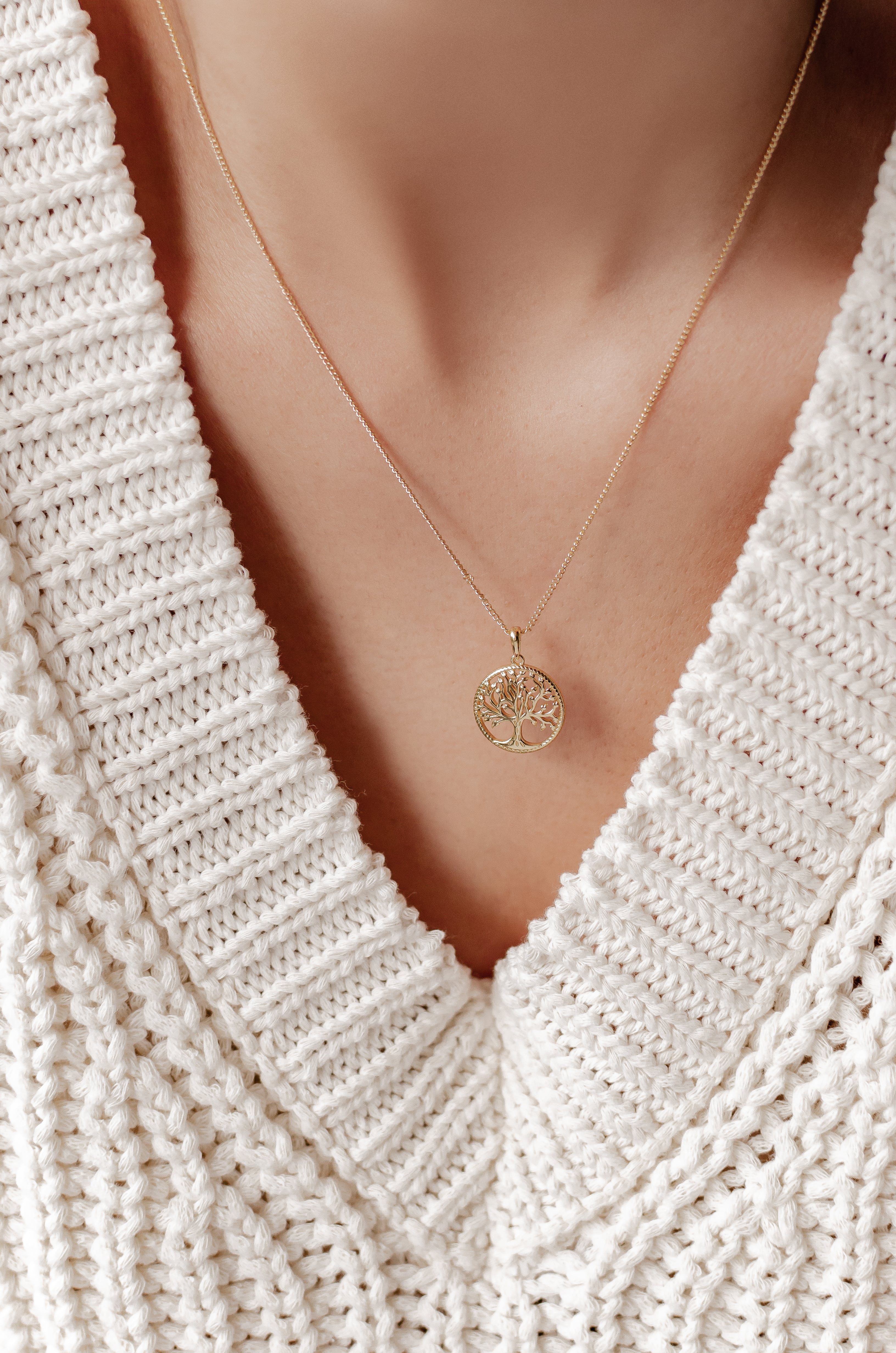 Hey Happiness Silberkette Damen Lebensbaum, 18K günstig online kaufen