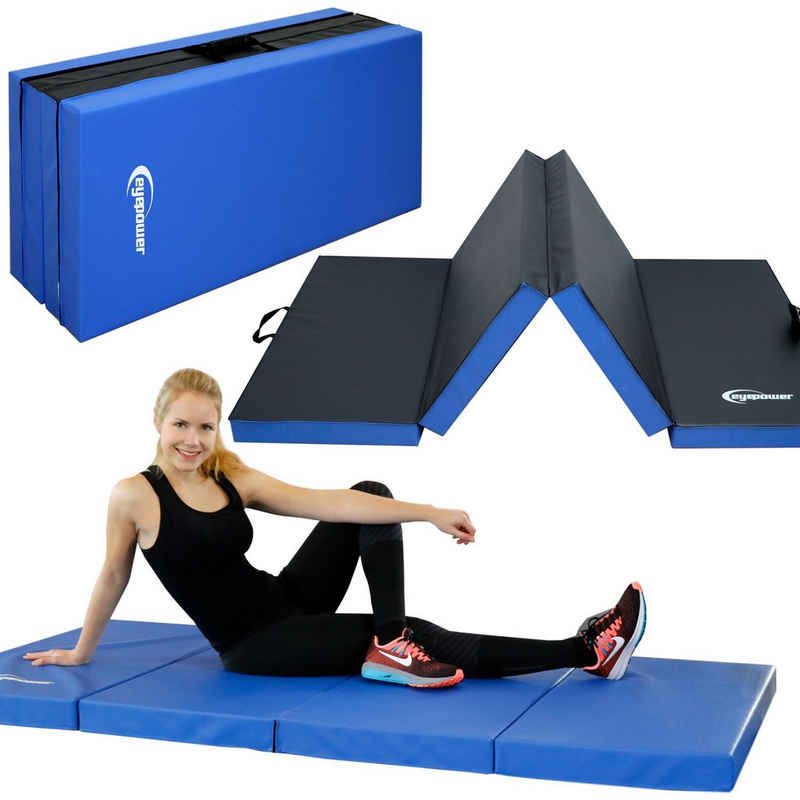 eyepower Fitnessmatte 8cm dicke Weichbodenmatte 200x100cm Faltbare Matte, Weichbodenmatte blau