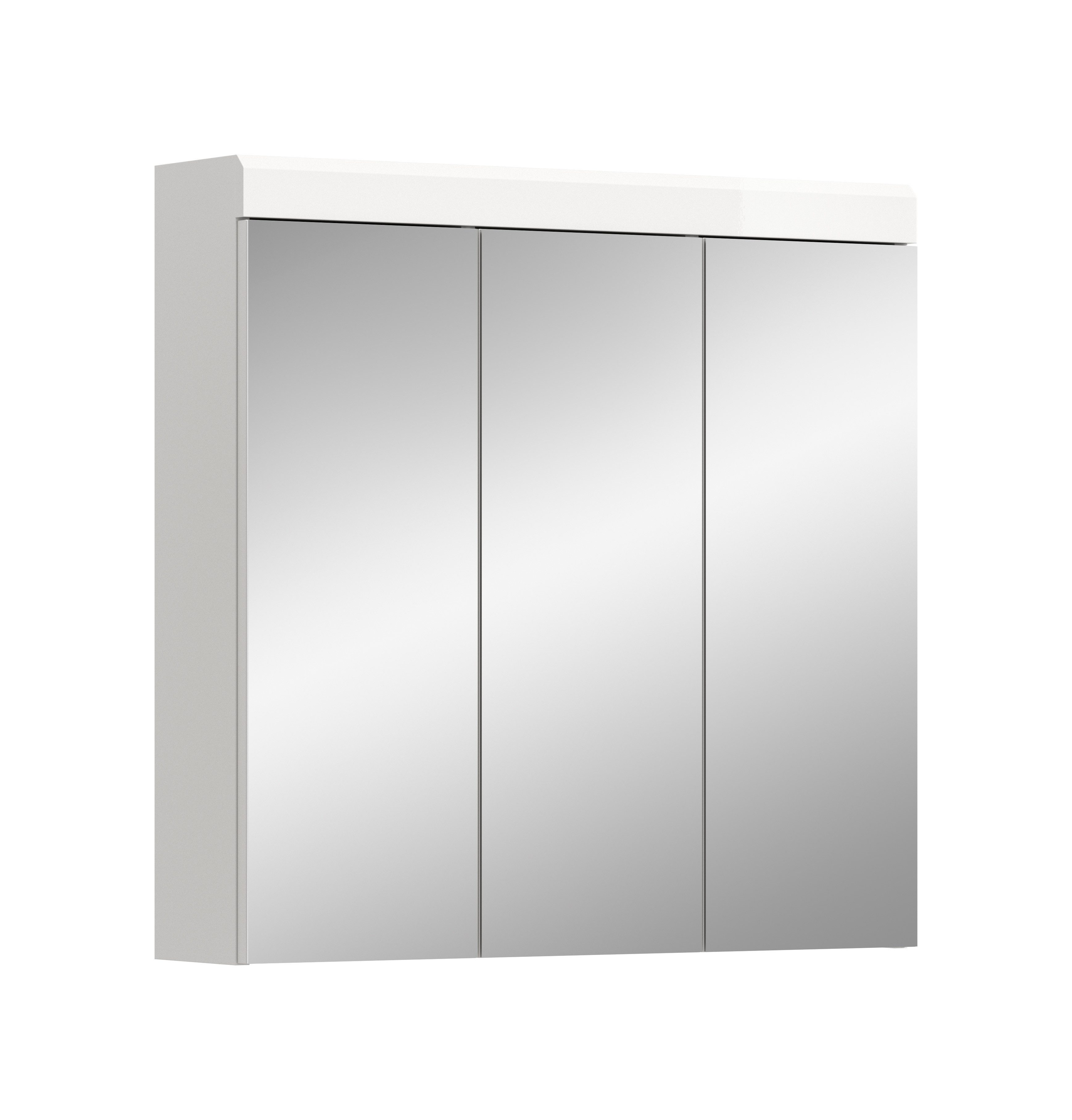 furnling Badezimmerspiegelschrank Scott, mit 3 Spiegeltüren, 9 Fächer, Breite 80 cm pflegeleichte Spiegelfront, Badezimmerschrank, Badmöbel