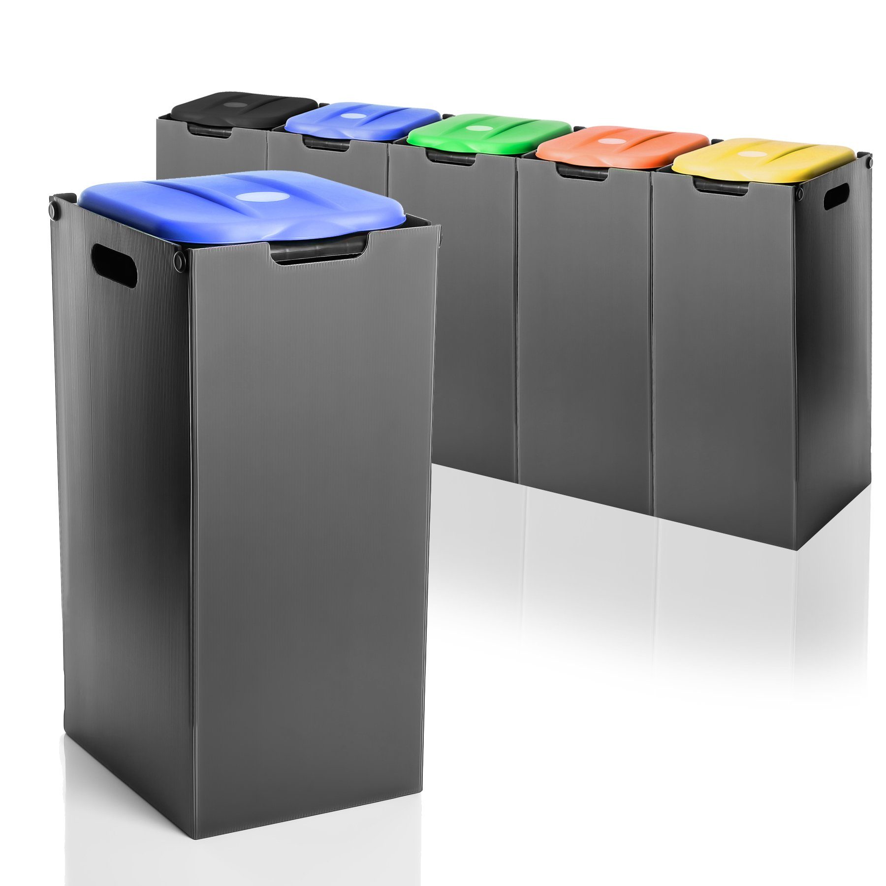 BigDean Mülltrennsystem Müllsackständer Blau 80L mit Sichtschutz Müllsackhalter Mülleimer