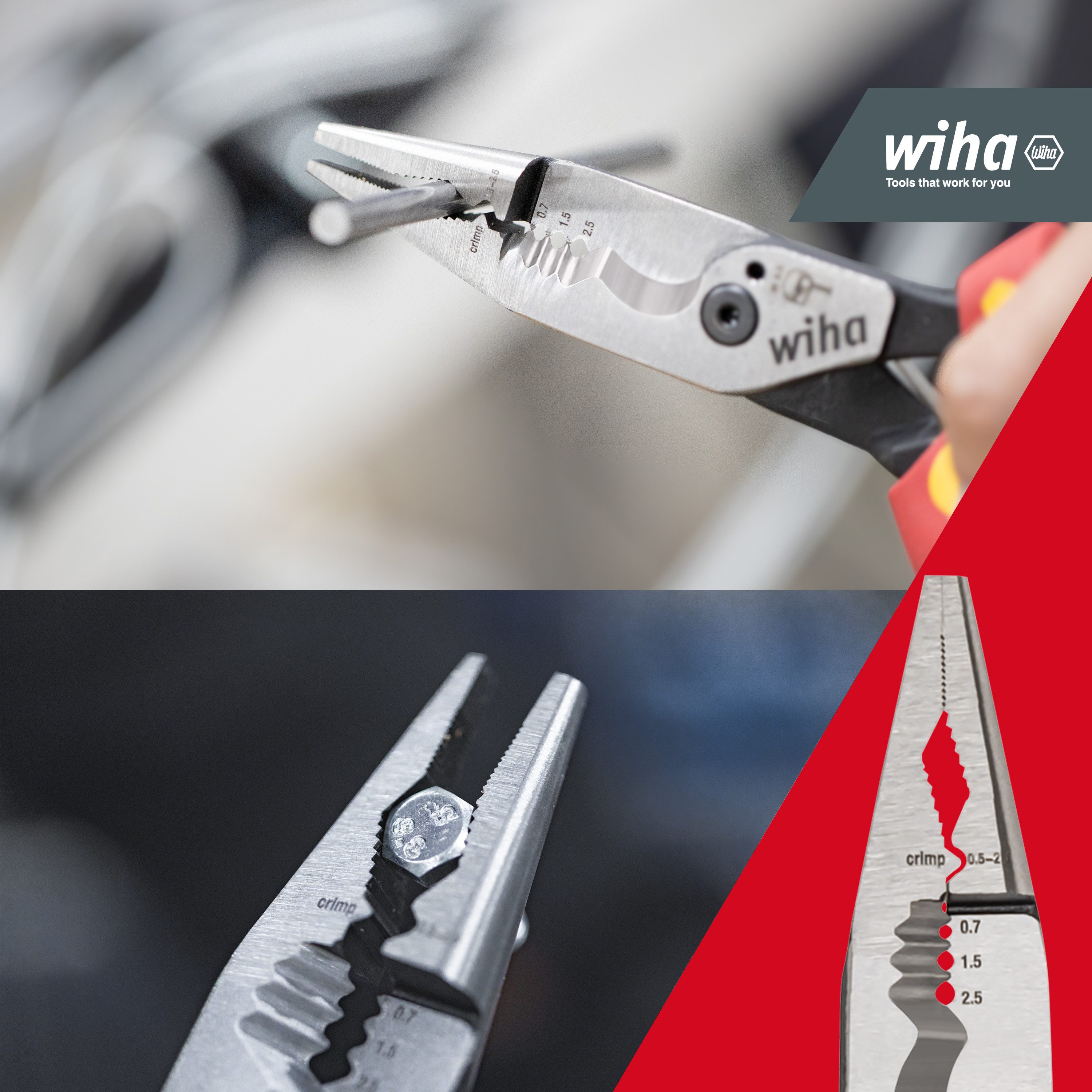 Wiha Elektro-Installationszange 8in1 (45705), Multifunktionszange für Elektriker, 8in1