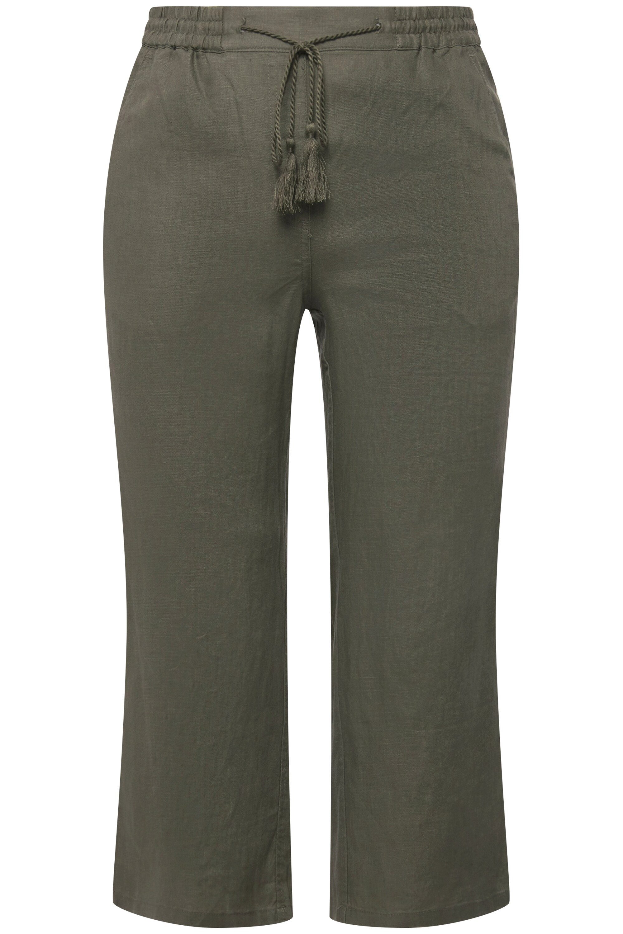Ulla Popken Funktionshose 7/8-Leinenhose elastischer Bund günstig online kaufen