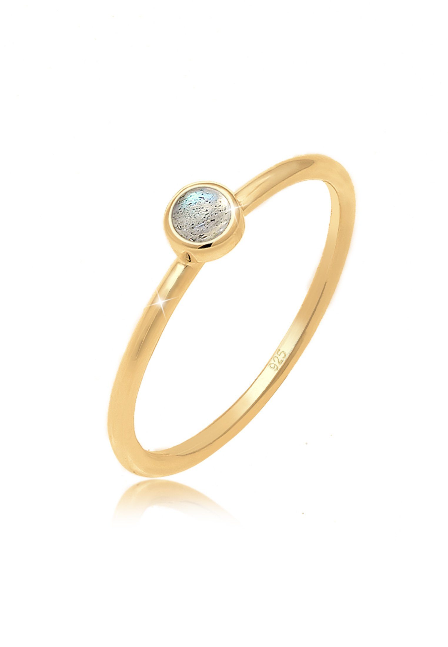 Verlobungsring Labradorit Grau 925 Sterling Silber vergoldet