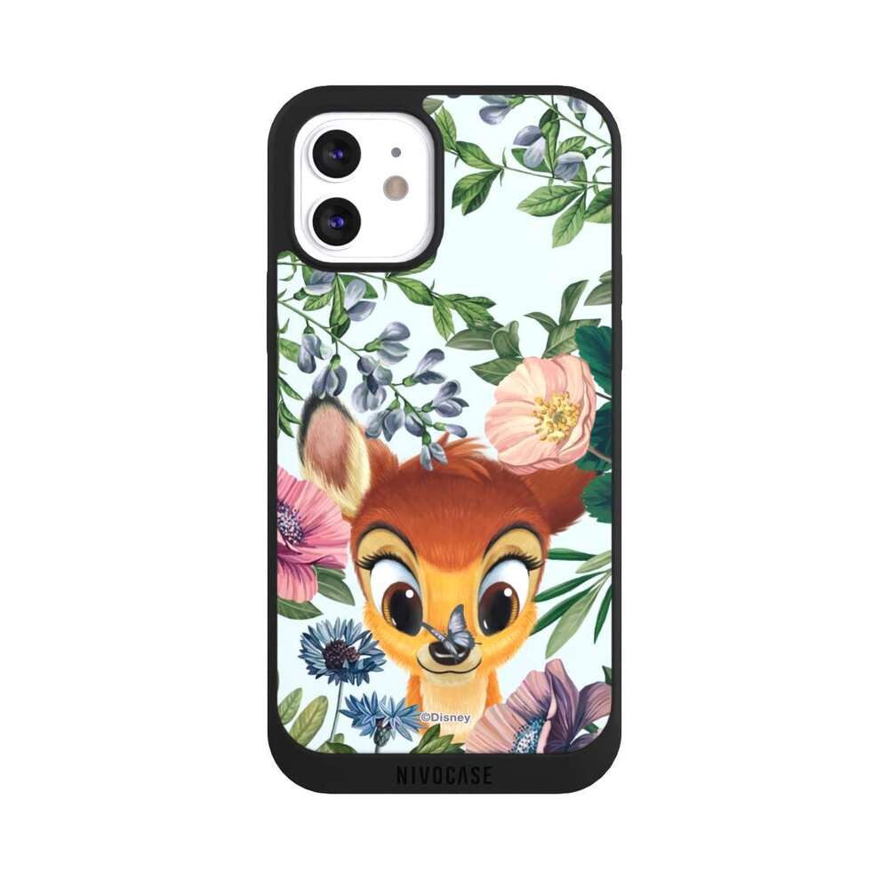 NIVOCASE Handyhülle Disney Blumen Bambi Bloomy Bambi, Apple iPhone 12 Handyhülle Hülle NIVOpure Case Schwarz