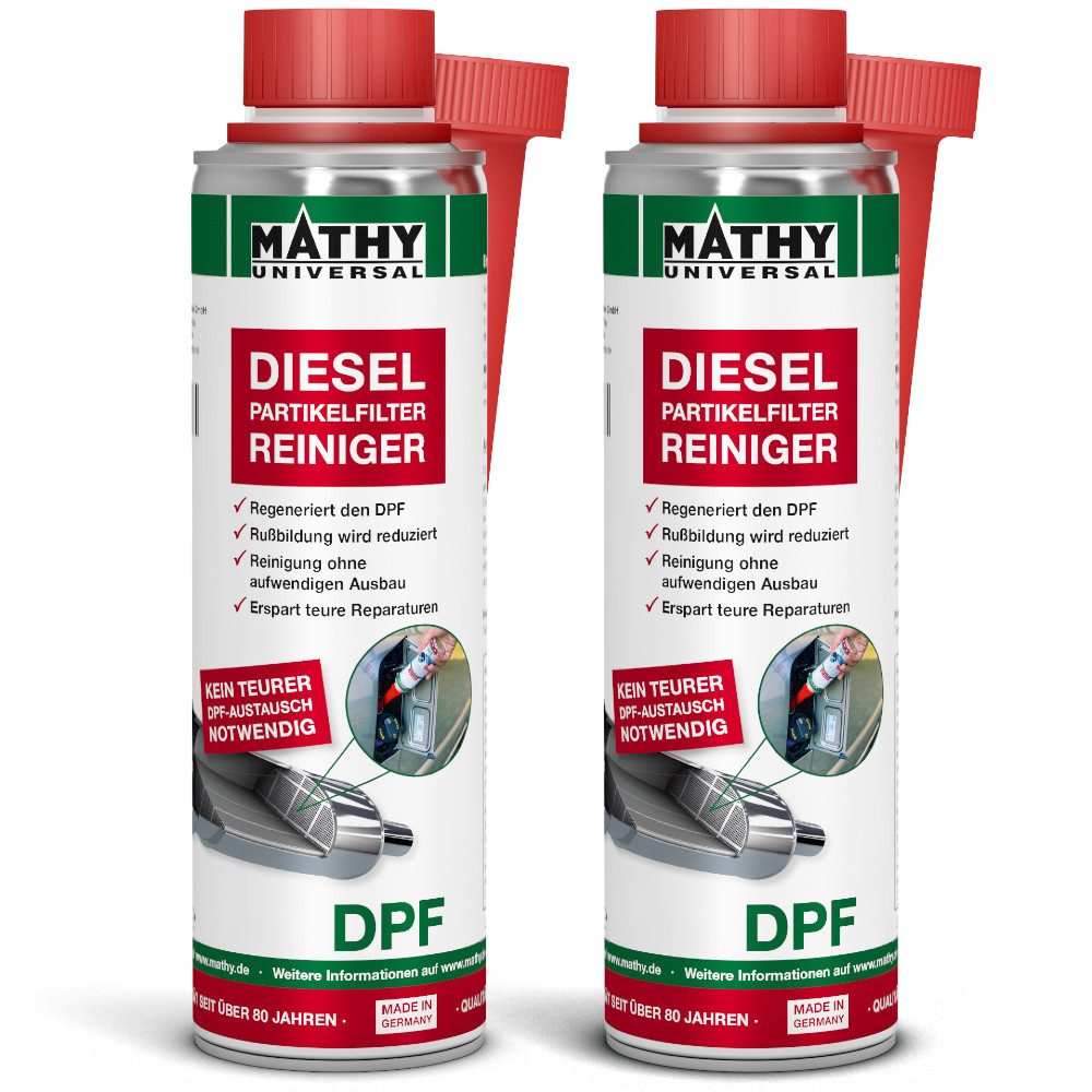 MATHY Diesel-Additiv MATHY-DPF Dieselpartikelfilter-Reiniger 2 x 300 ml, 0,6 l, (2-St) Reinigt den Diesel-Partikelfilter