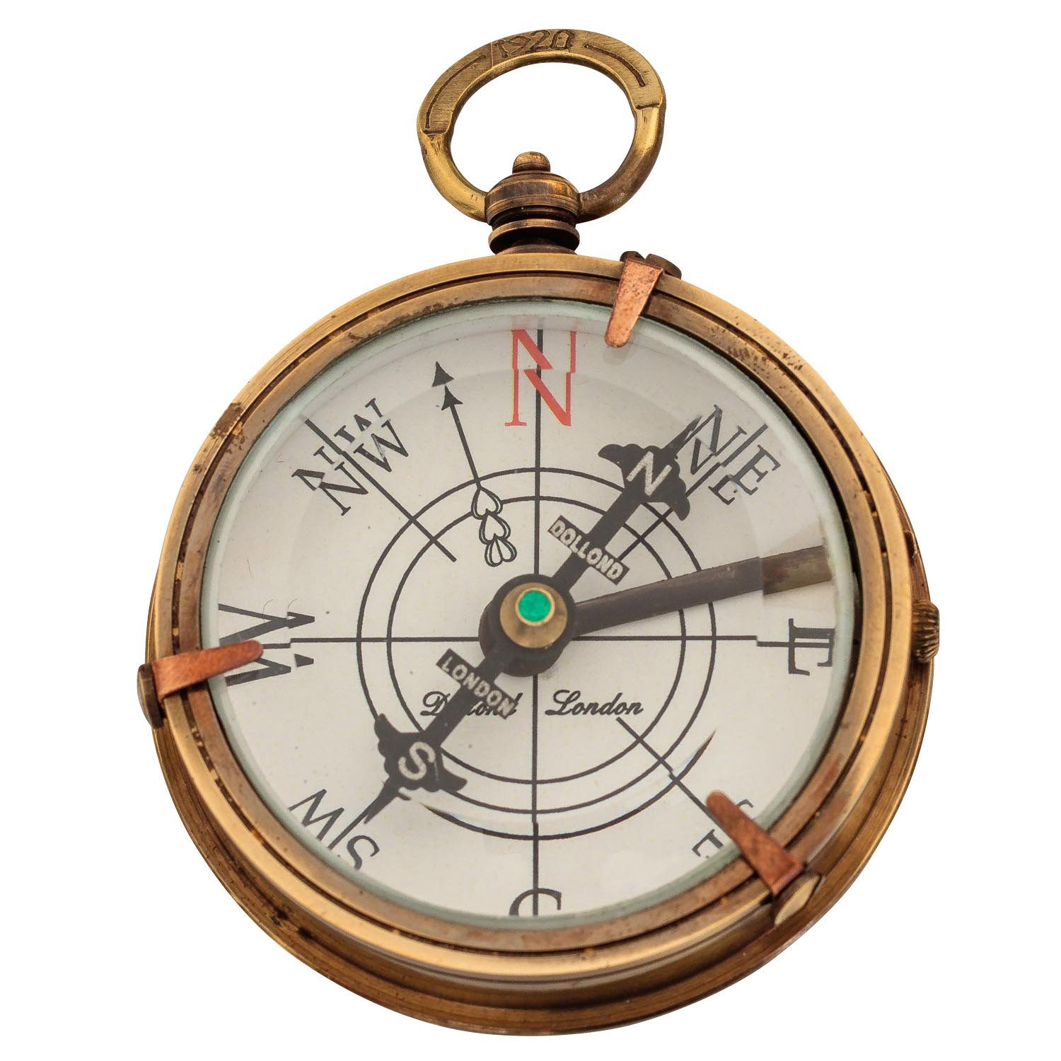 Kompass Dekoration Aubaho Antik-Stil Kompass Schiff R Maritim Navigation Messing Glas
