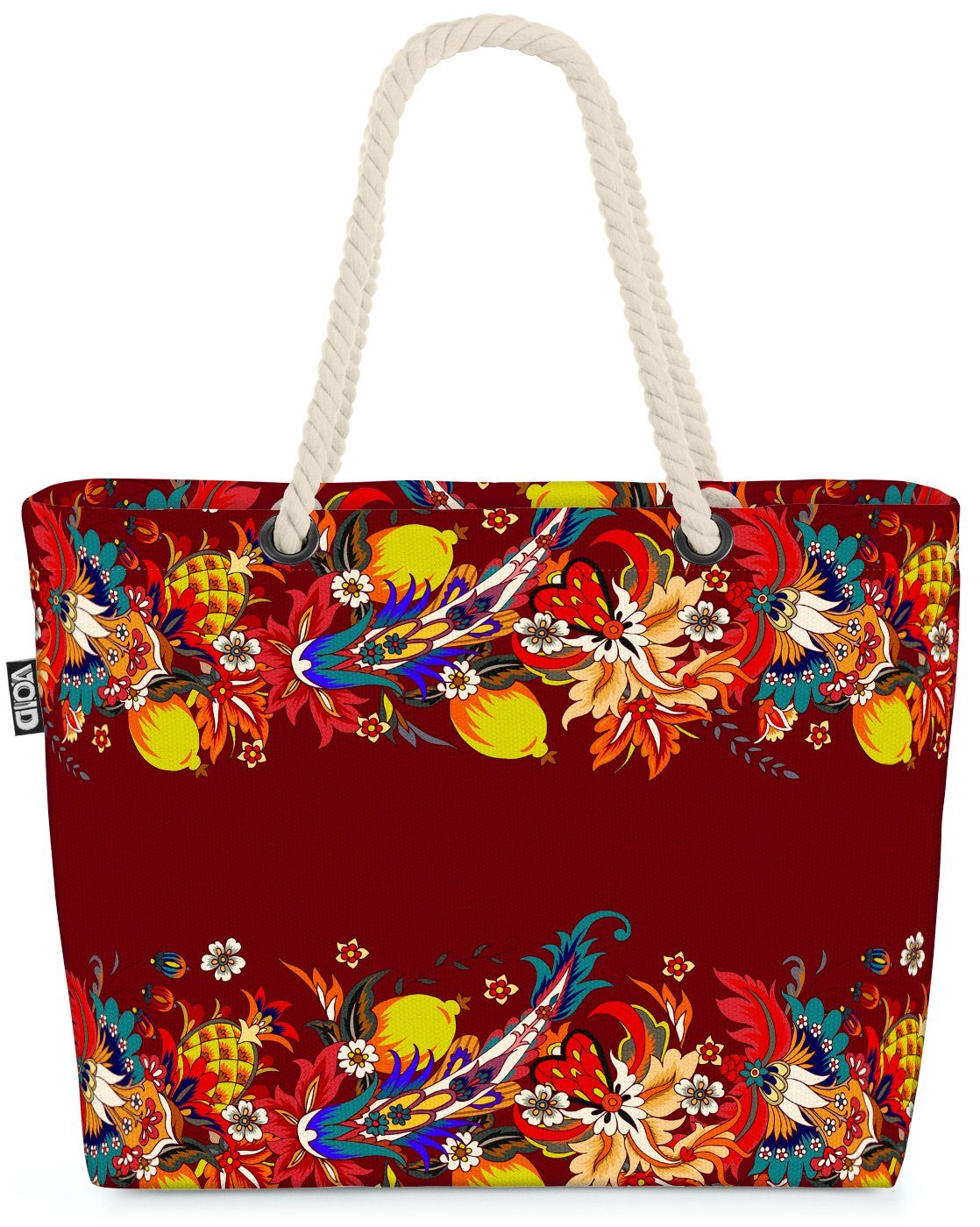 Bordüre Bag floral Beach Obst Orient (1-tlg), Blumen-Muster VOID Tropen Früchte Strandtasche Orientalisch