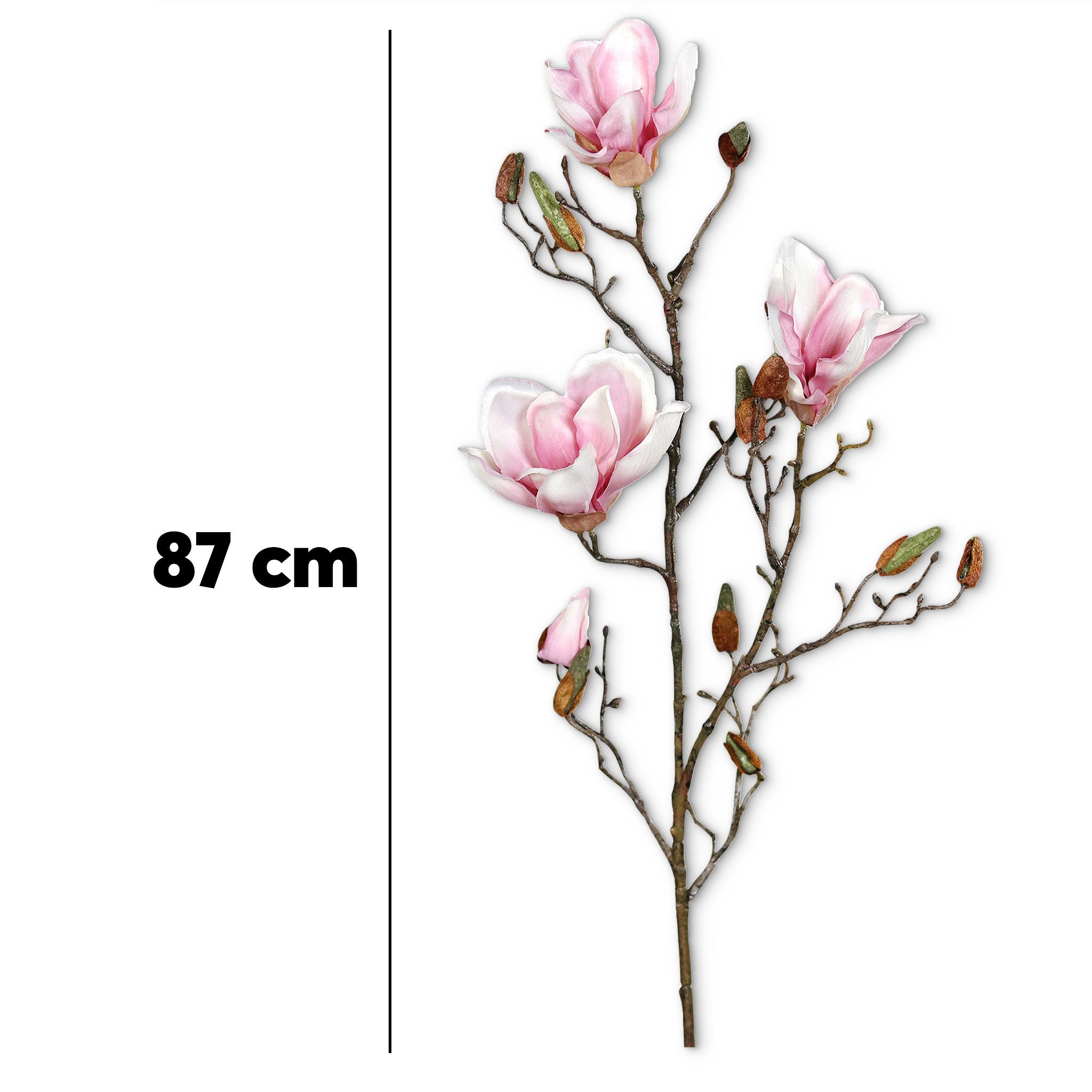 Kunstblume Magnolien-Zweig Kunstblume 87 cm creme-pink Dekozweig Magnolienz günstig online kaufen