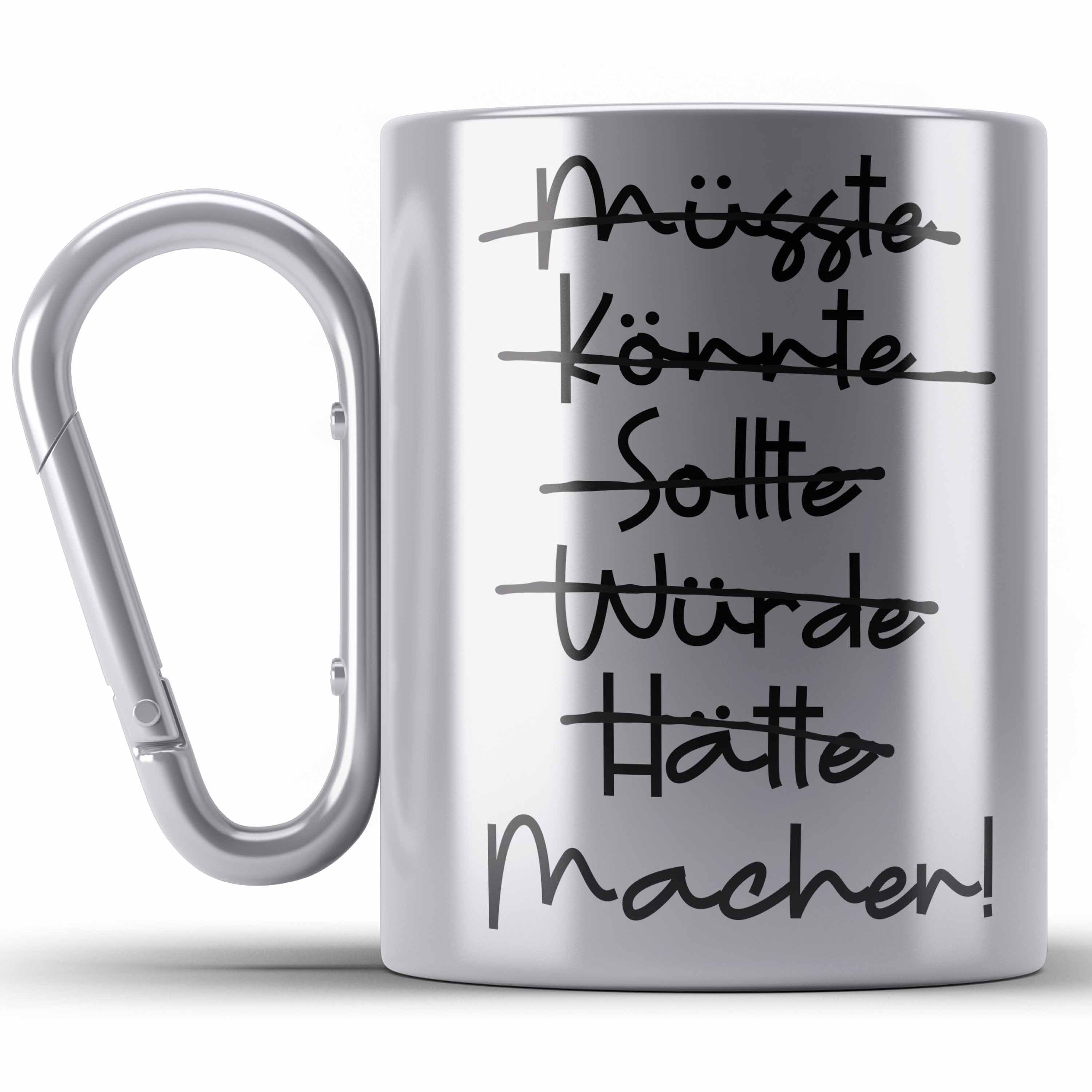 Trendation Thermotasse Macher Edelstahl Spruch Edelstahl Geschen Tasse Silber Motivation Tasse