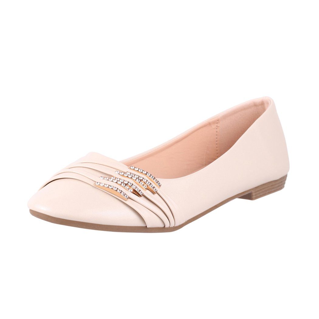 Elara Elara Damen Ballerinas Bequem Lederoptik Strass Flach Ballerina