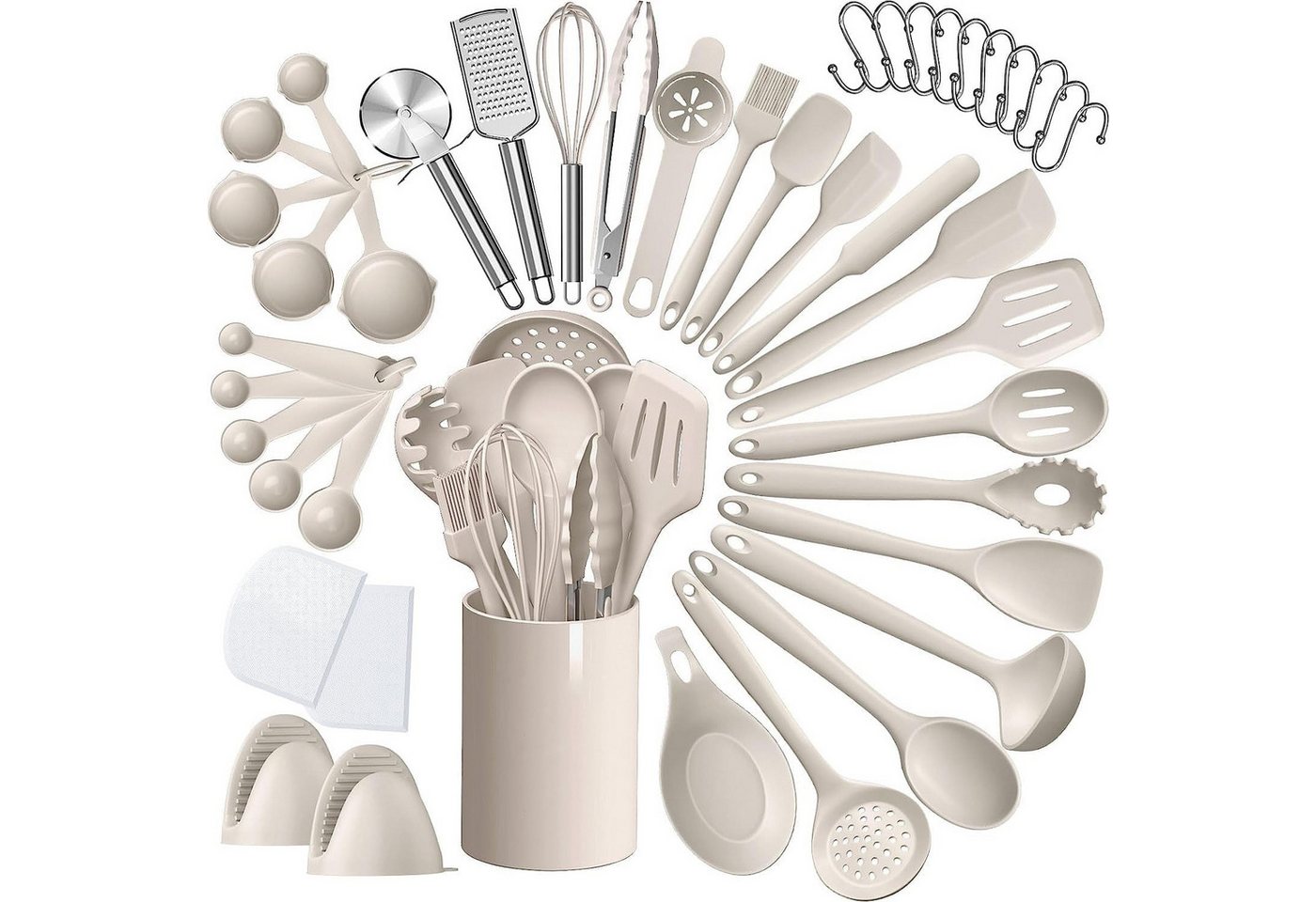 REDOM Kochbesteck-Set 43er Küchenhelfer Set Kochgeschirr Küchenutensilien Küchengerät Küchen (Kochset Antihaft Hitzebeständig mit Utensilienhalter und Aufhängeloch, 43-tlg., Kochzubehör, Utensil Set, Silikon, Kochutensilien), Spülmaschinengeeignet für Koc